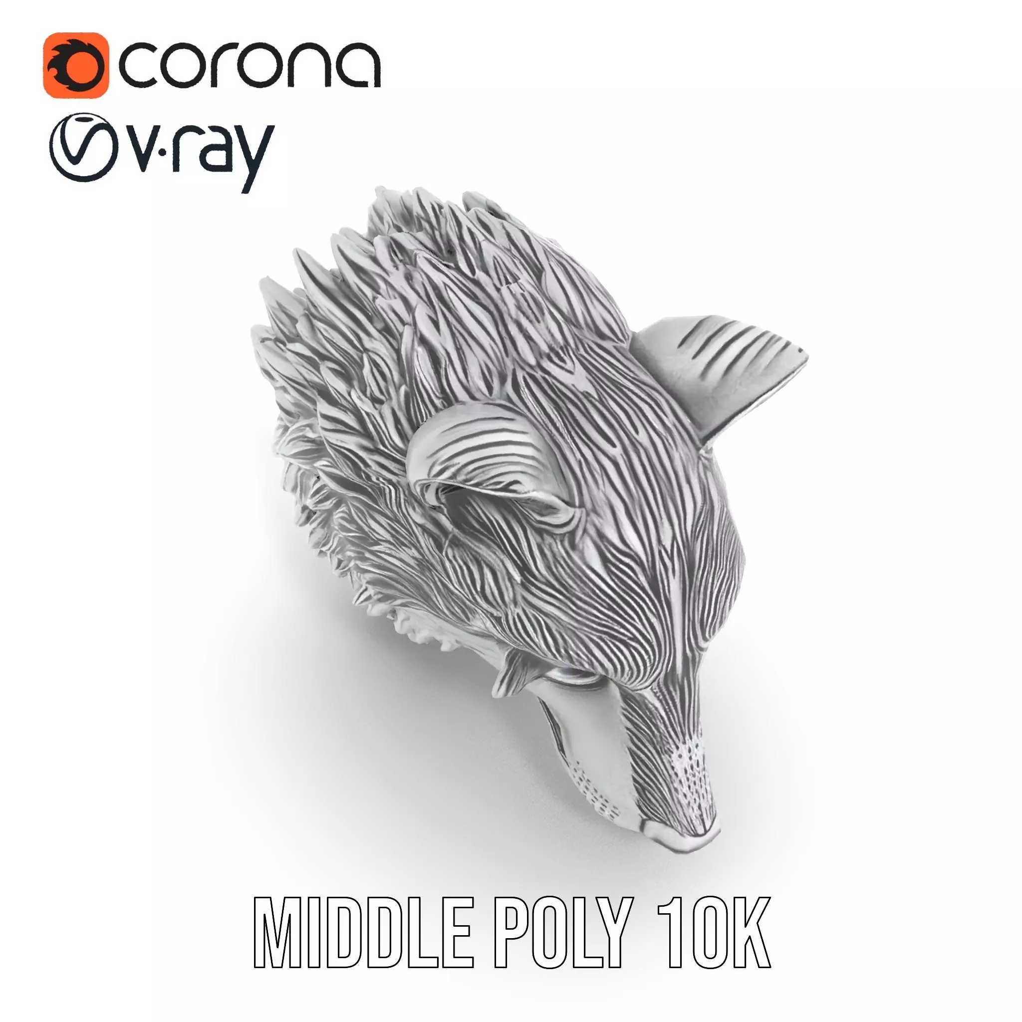 Silver Wolf Head model pack Low-poly 3D model_10
