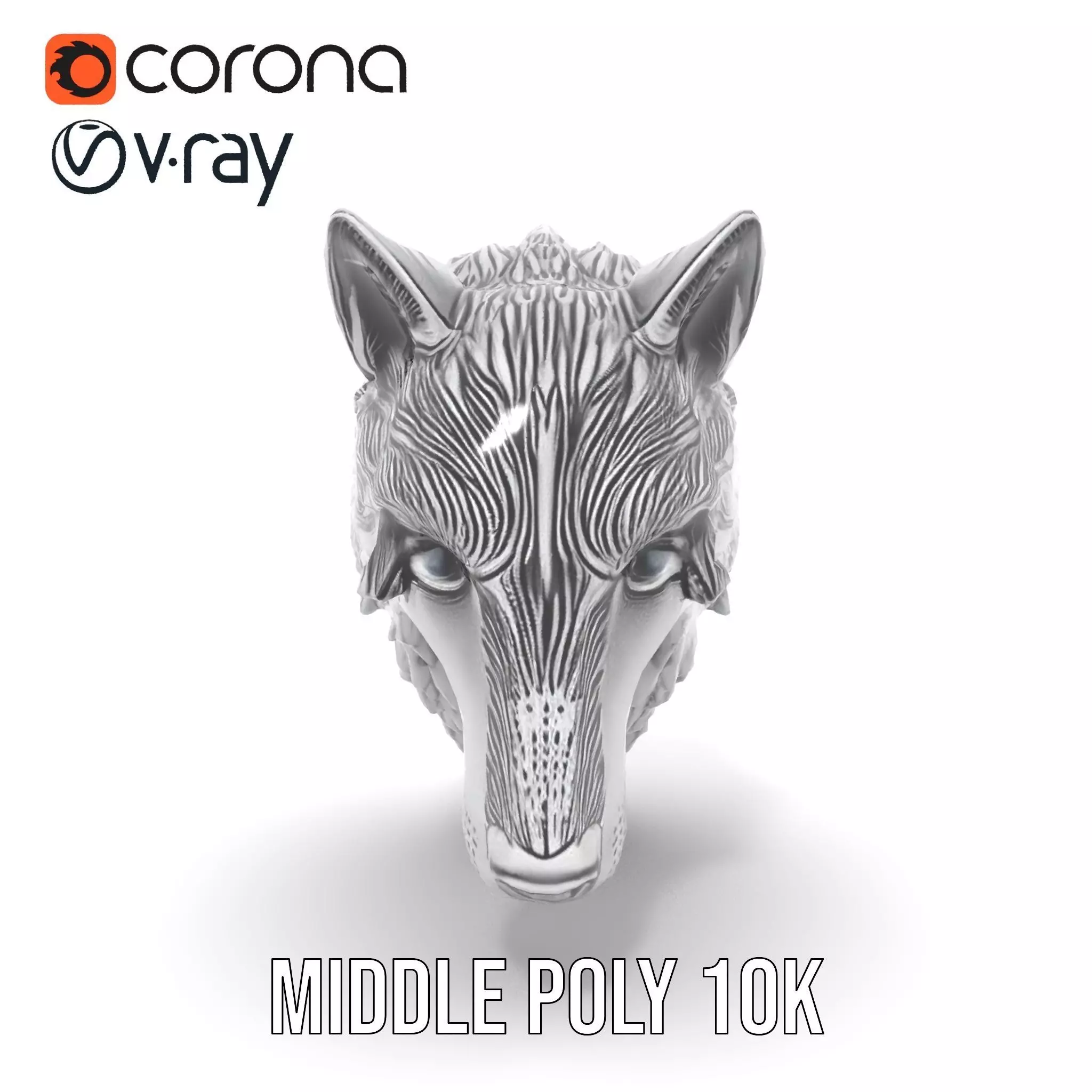 Silver Wolf Head model pack Low-poly 3D model_6