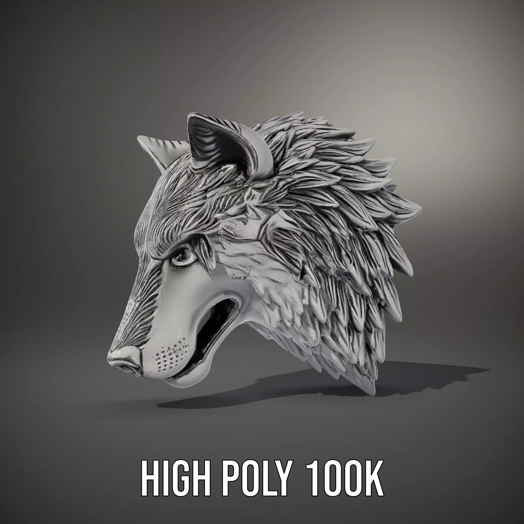 Silver Wolf Head model pack Low-poly 3D model_18