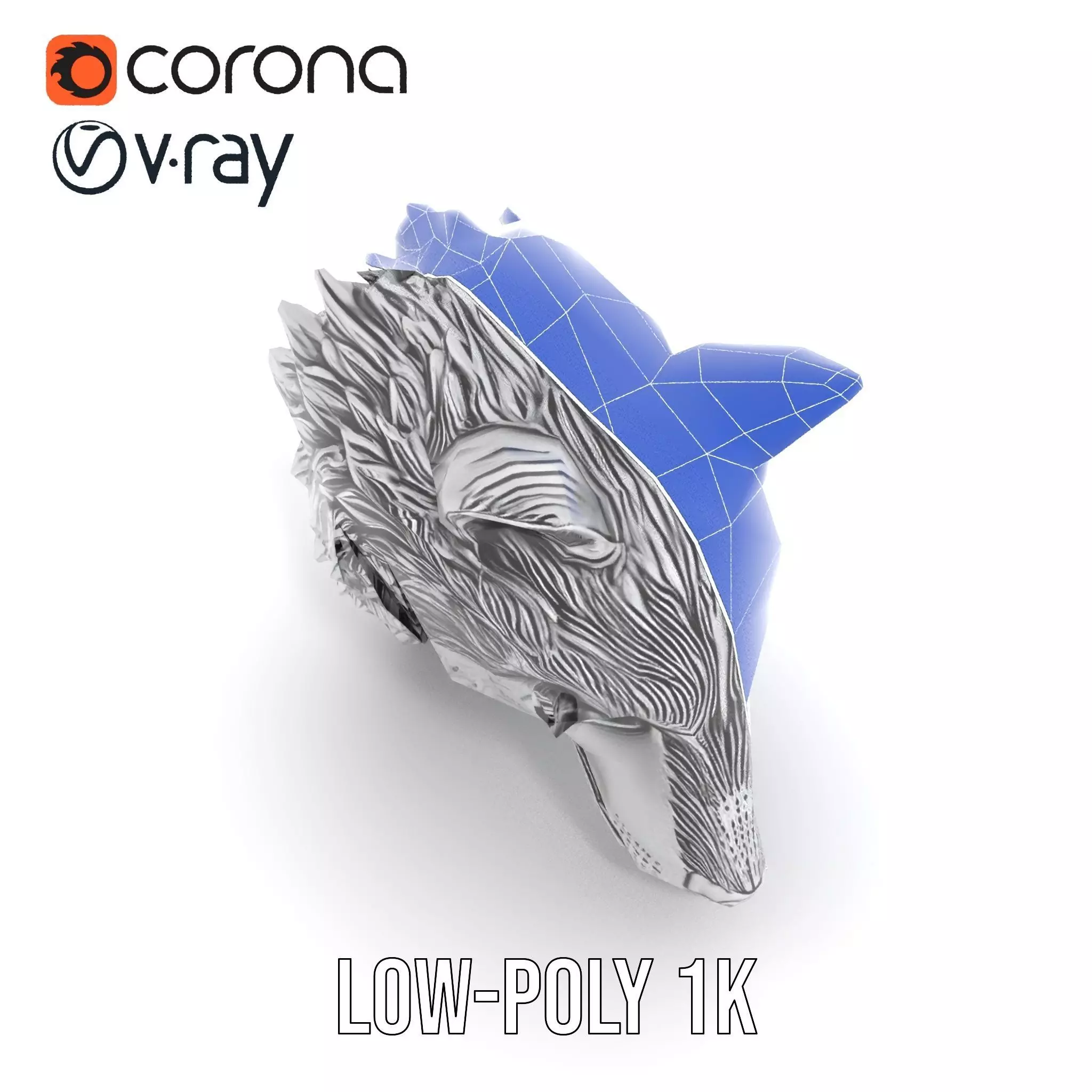 Silver Wolf Head model pack Low-poly 3D model_26