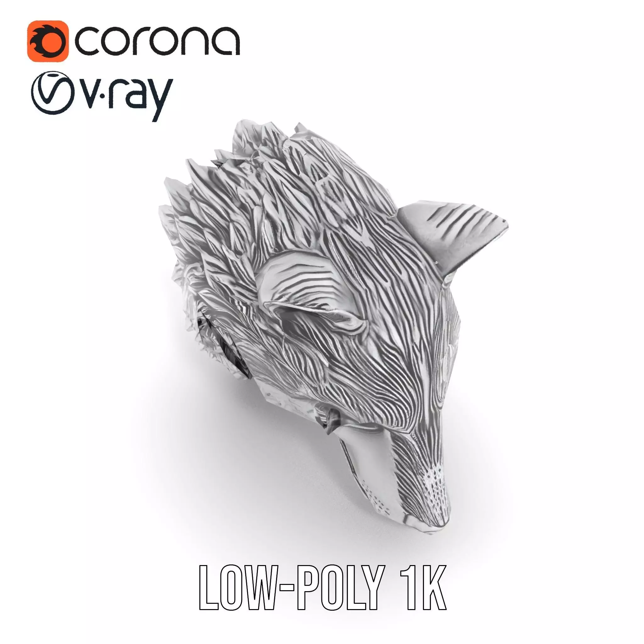 Silver Wolf Head model pack Low-poly 3D model_29