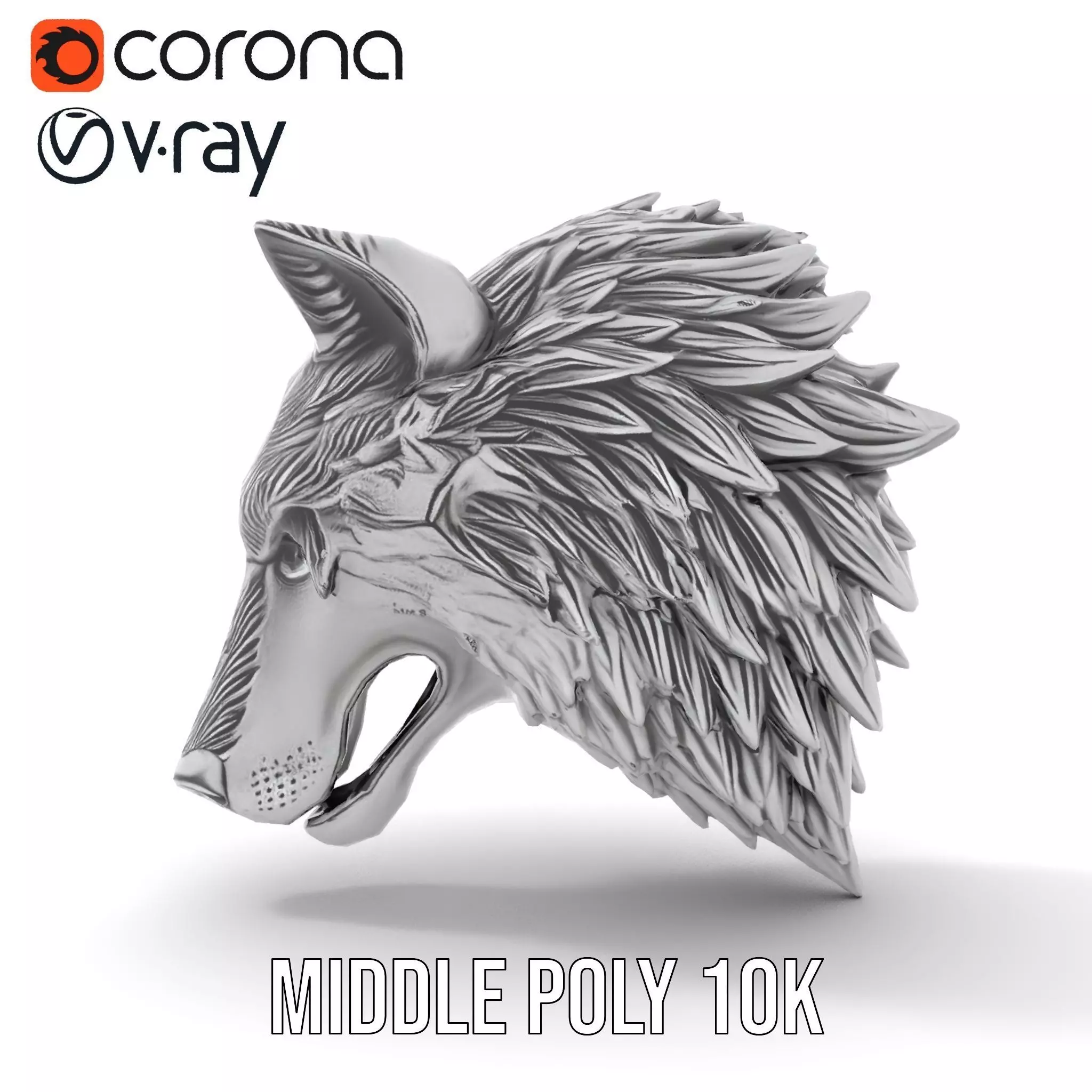 Silver Wolf Head model pack Low-poly 3D model_19