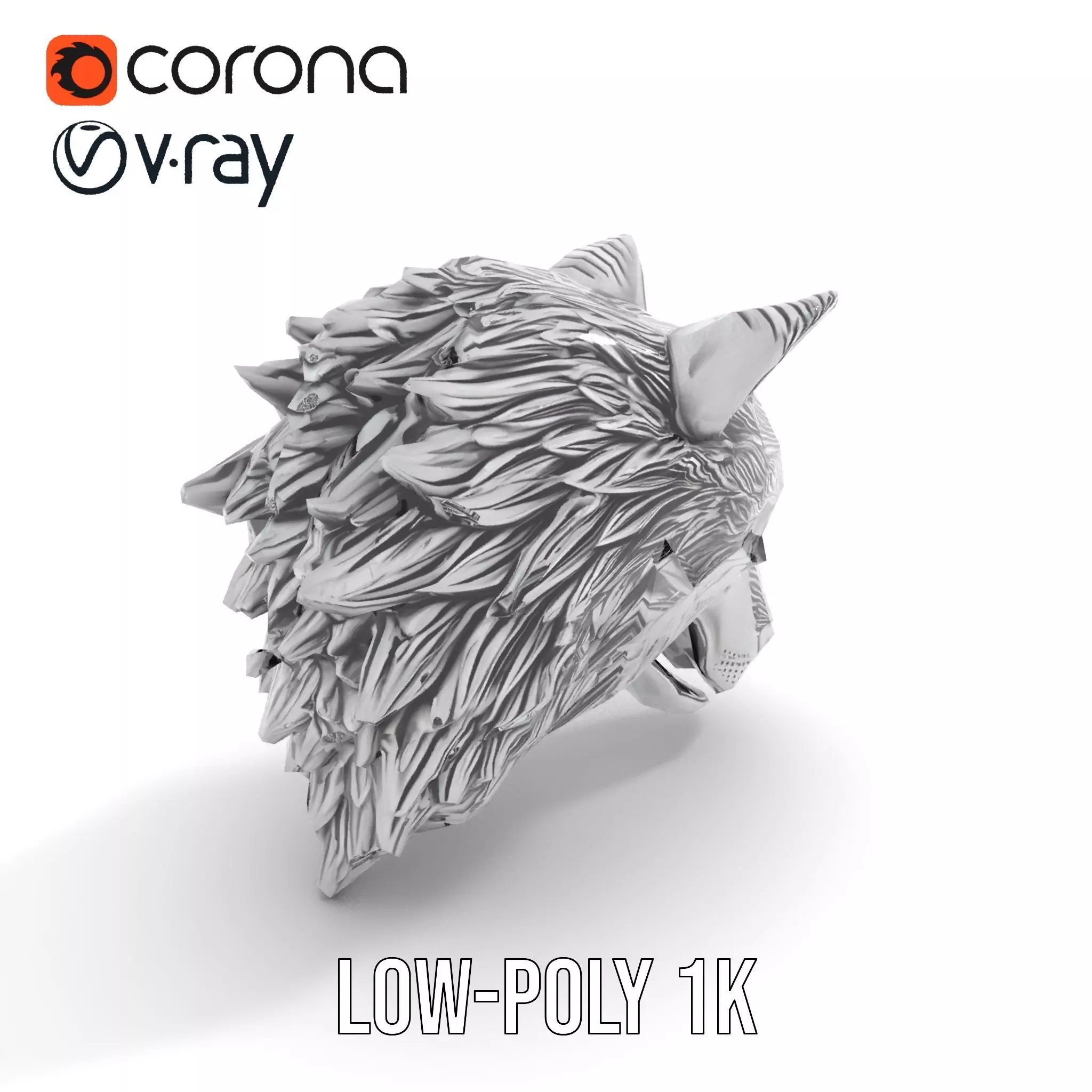 Silver Wolf Head model pack Low-poly 3D model_14