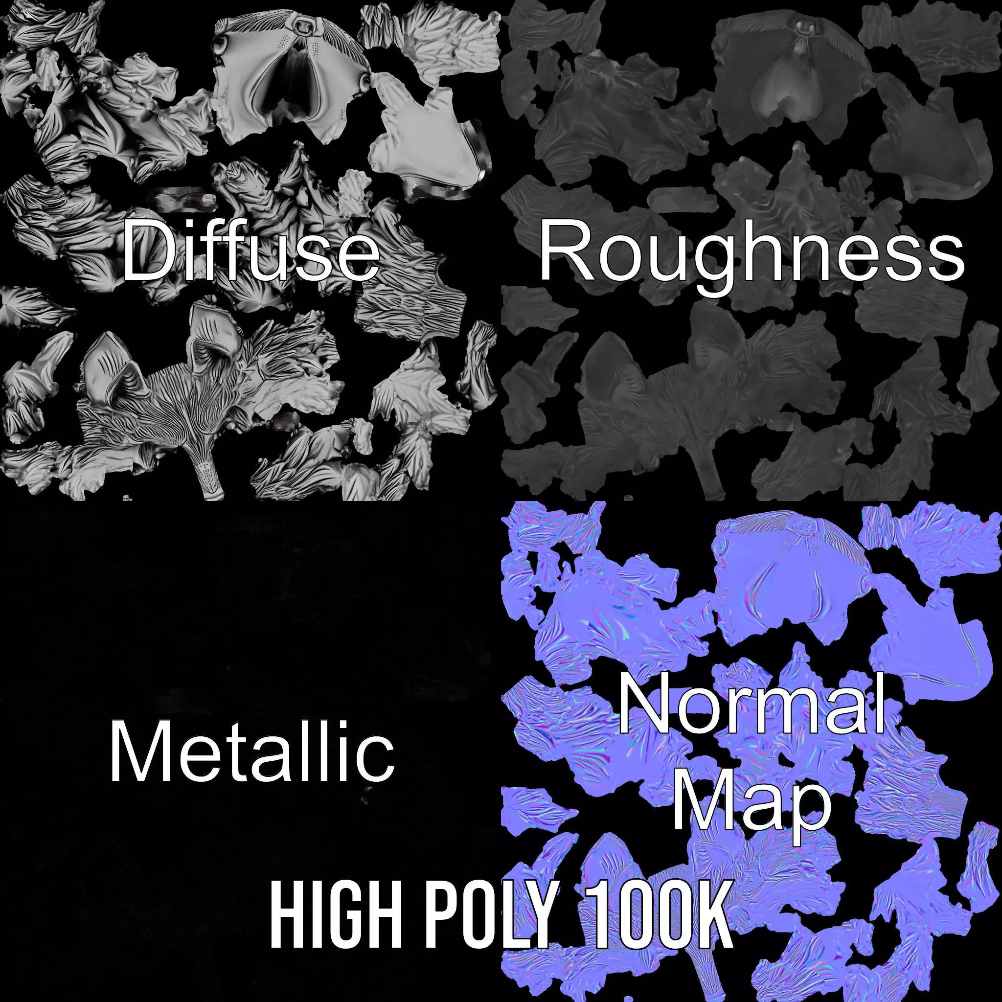 Silver Wolf Head model pack Low-poly 3D model_4