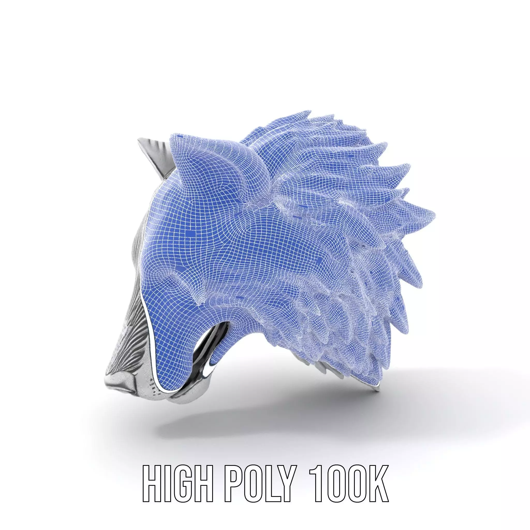 Silver Wolf Head model pack Low-poly 3D model_5