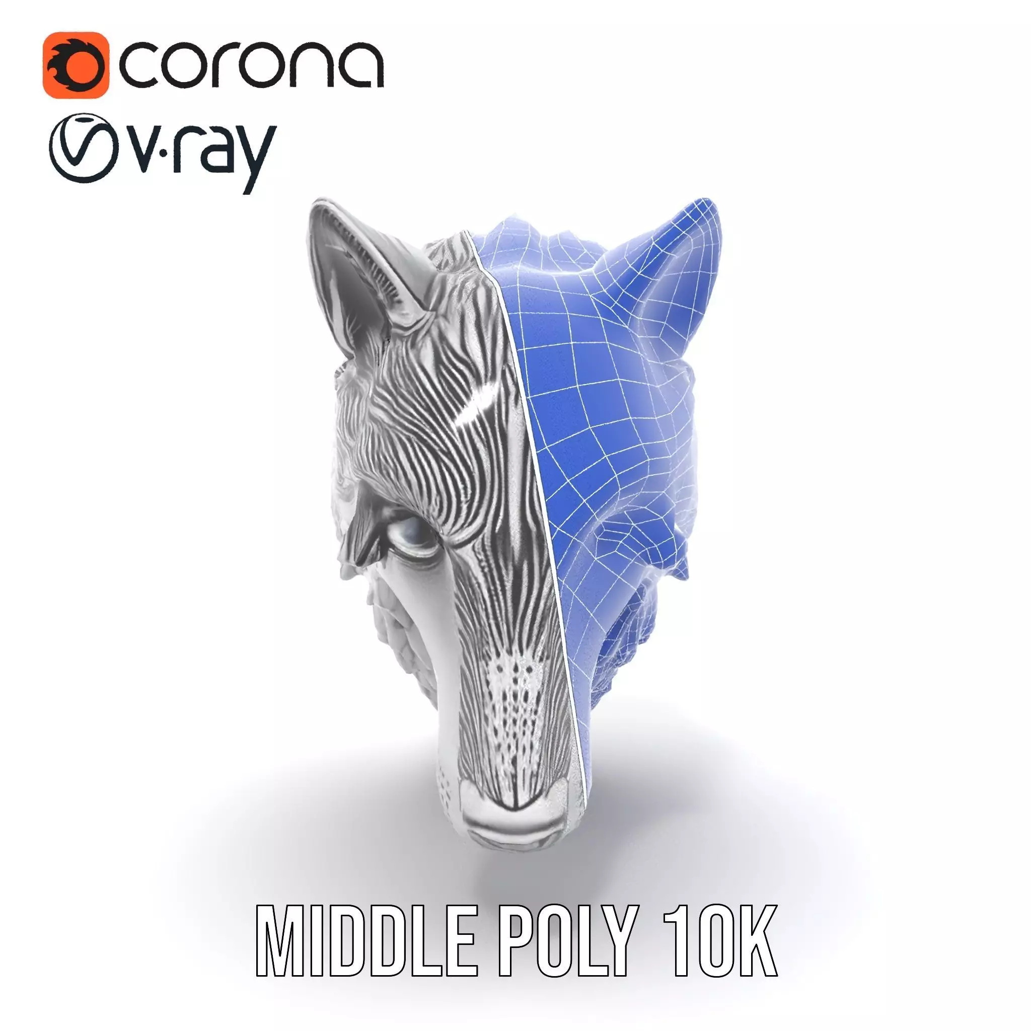 Silver Wolf Head model pack Low-poly 3D model_31