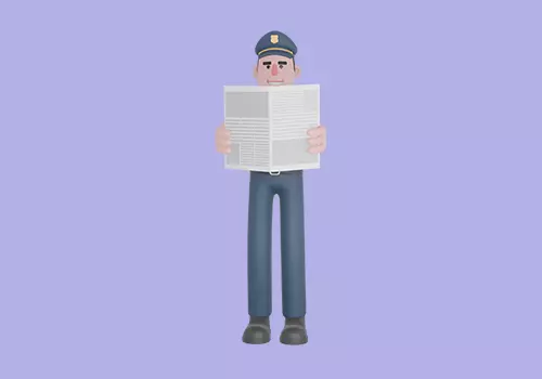 Stylized 3D Male Police Character - Officer Reading Newspaper 3D model_2