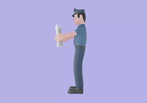 Stylized 3D Male Police Character - Officer Reading Newspaper 3D model_3