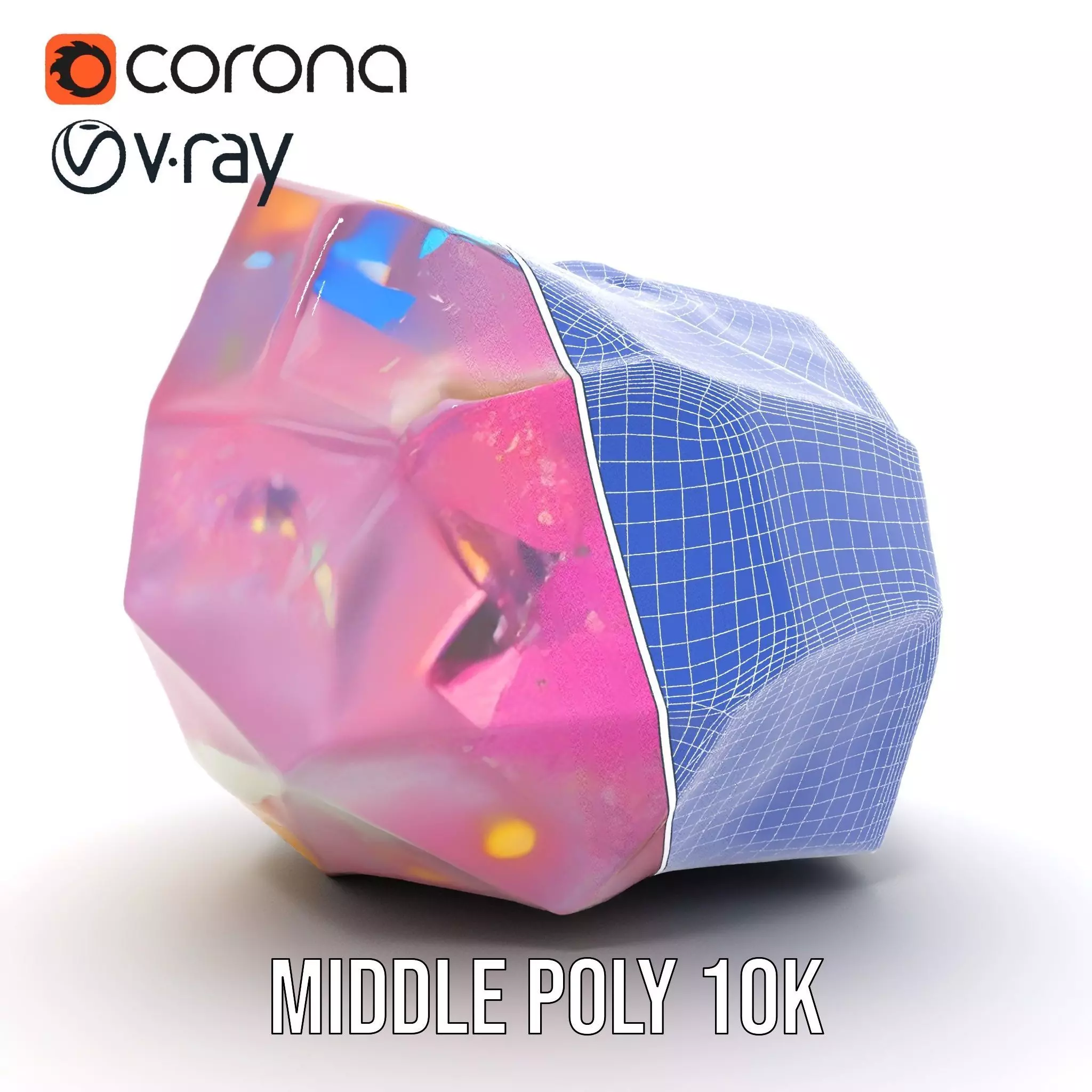 Pink Gemstone Crystal model pack Low-poly 3D model_19