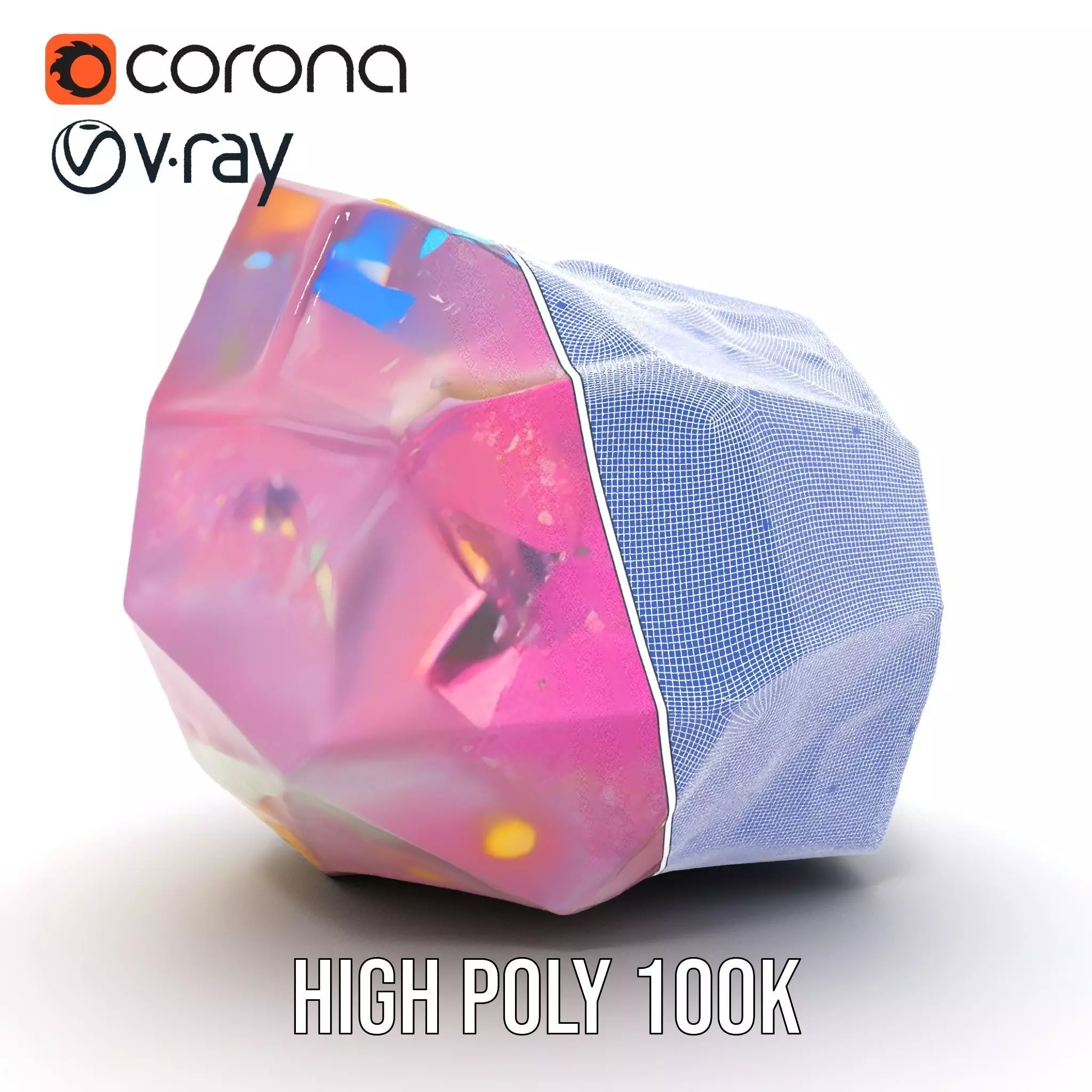 Pink Gemstone Crystal model pack Low-poly 3D model_34