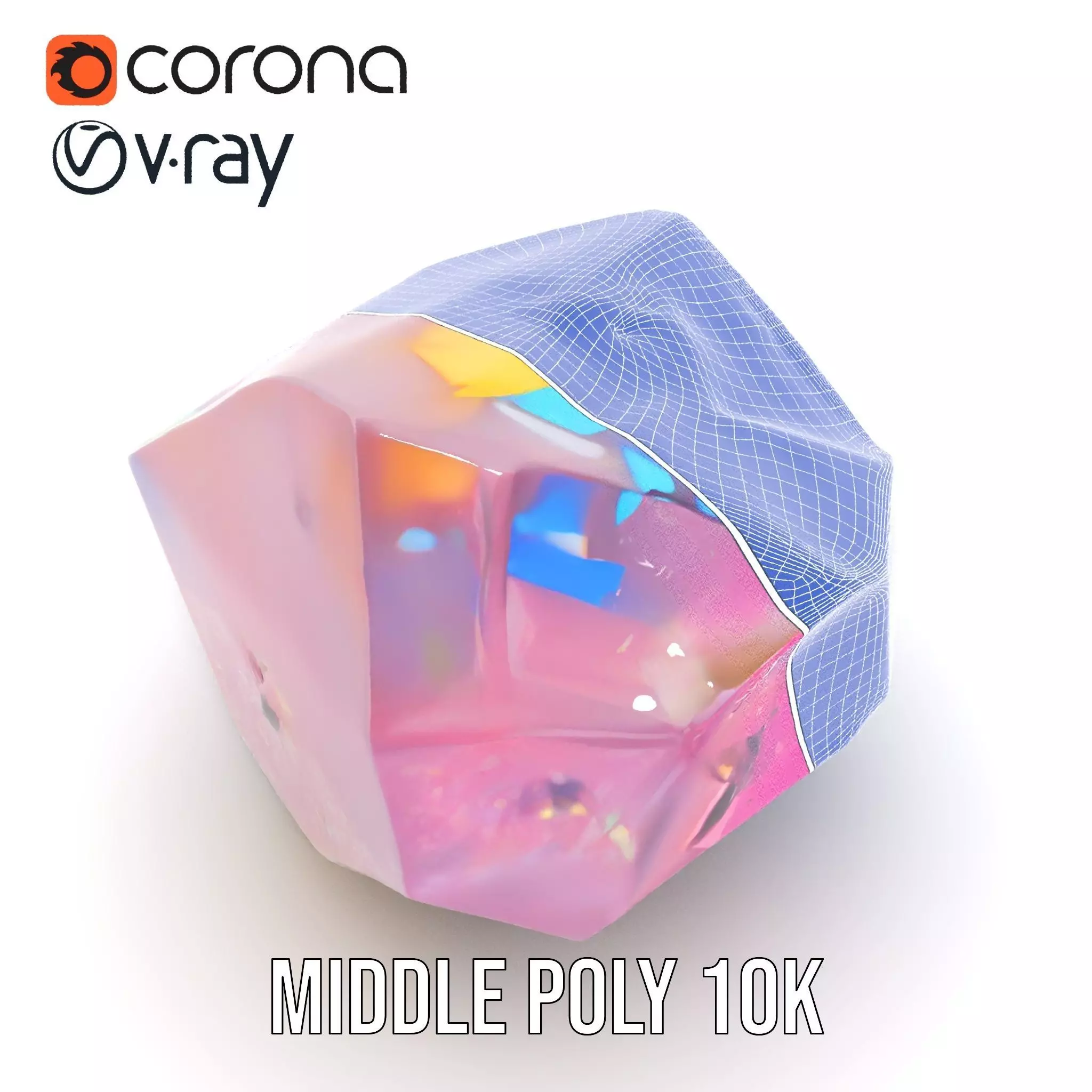 Pink Gemstone Crystal model pack Low-poly 3D model_30