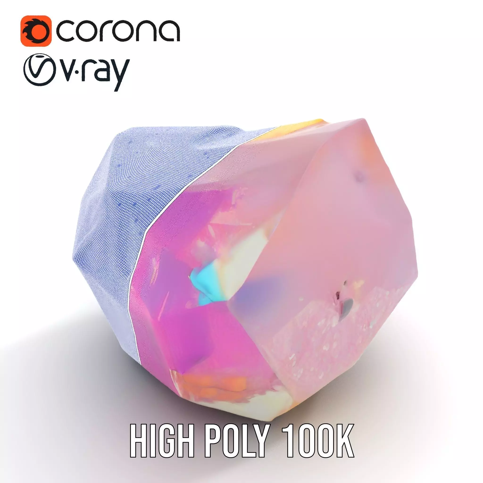 Pink Gemstone Crystal model pack Low-poly 3D model_32