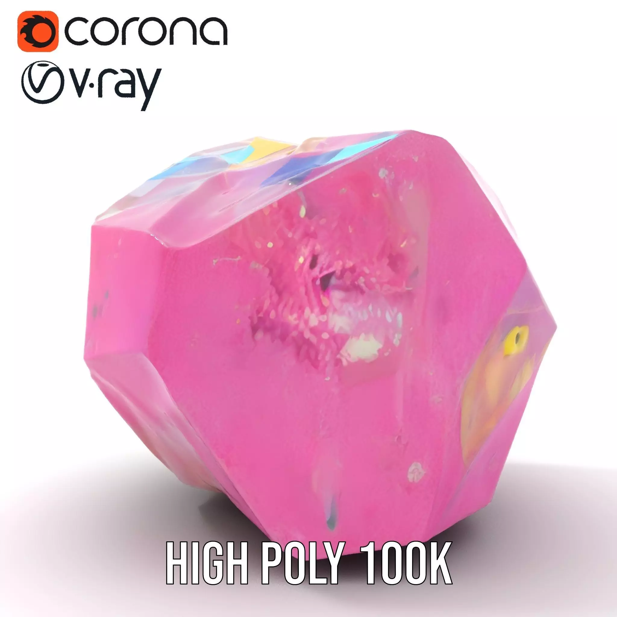 Pink Gemstone Crystal model pack Low-poly 3D model_18