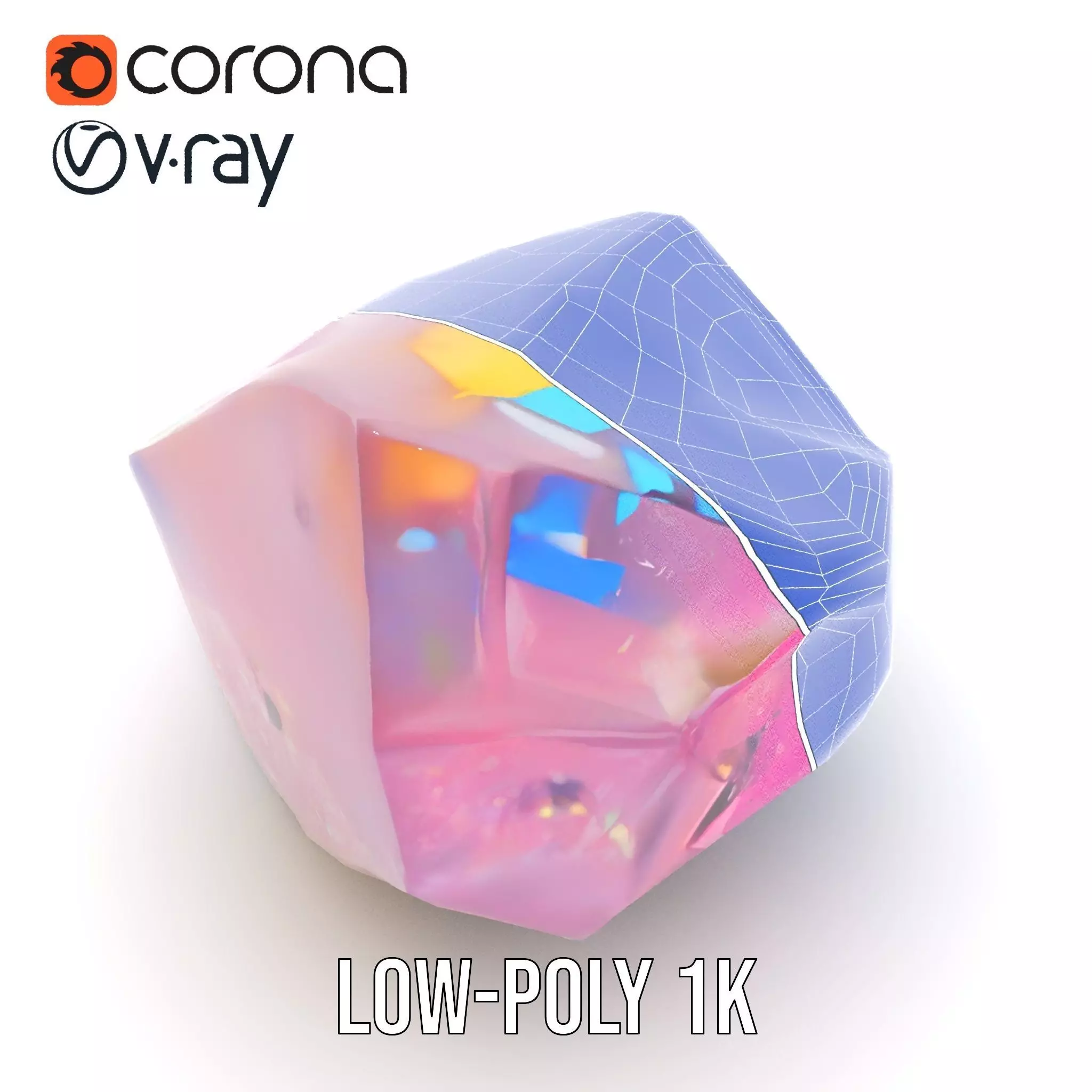 Pink Gemstone Crystal model pack Low-poly 3D model_28