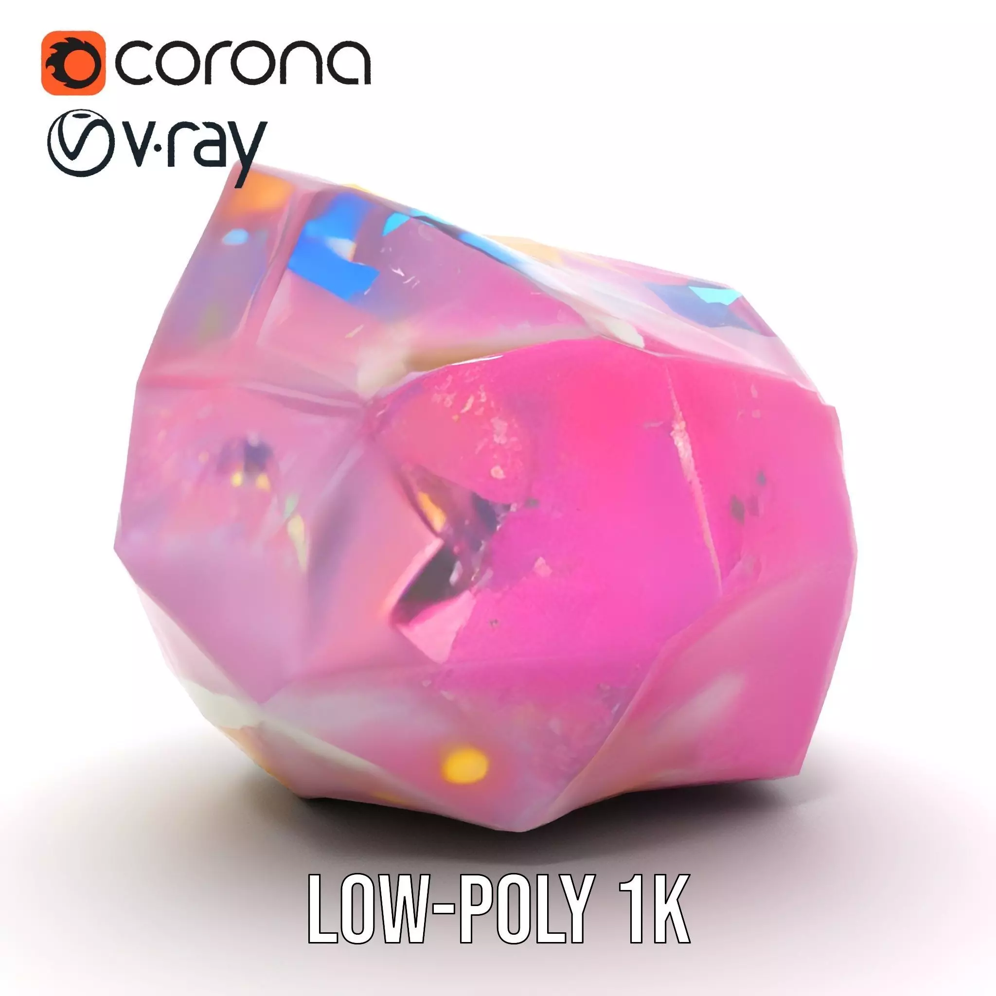 Pink Gemstone Crystal model pack Low-poly 3D model_20