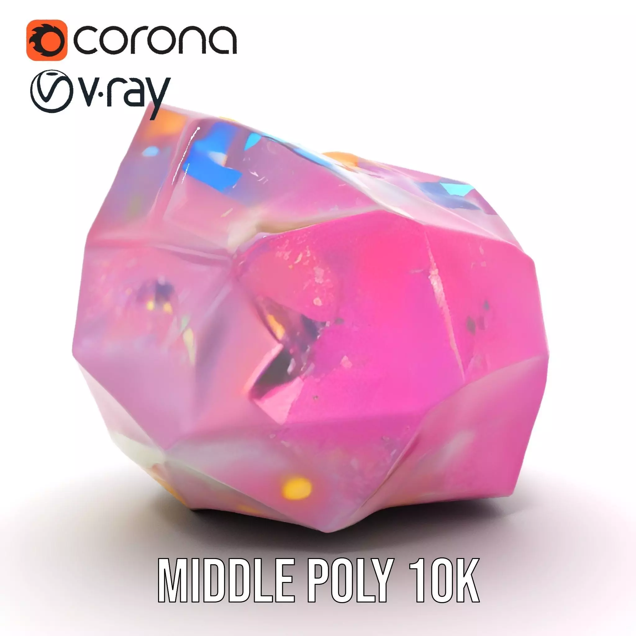 Pink Gemstone Crystal model pack Low-poly 3D model_22