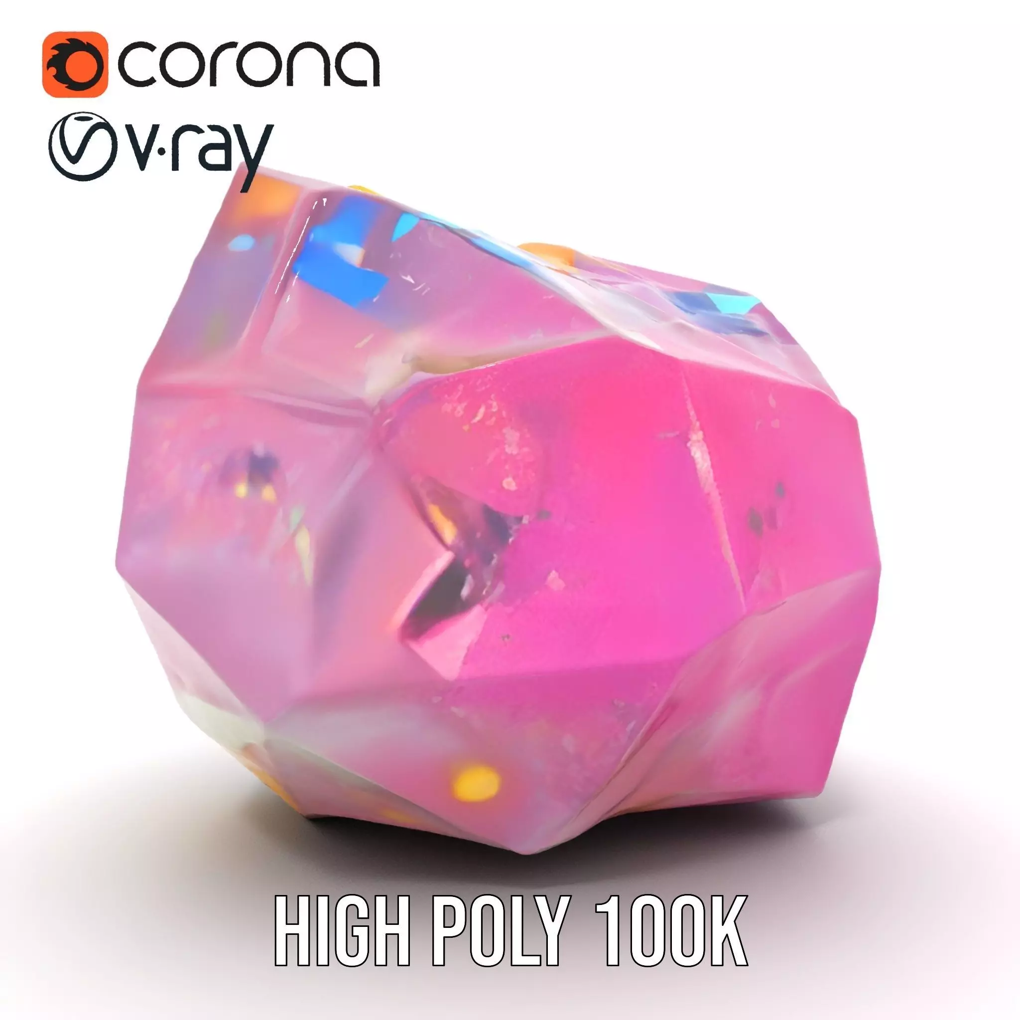 Pink Gemstone Crystal model pack Low-poly 3D model_29