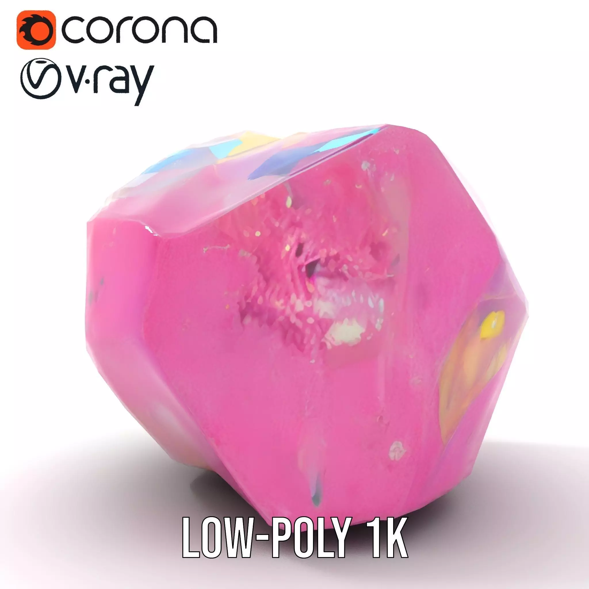 Pink Gemstone Crystal model pack Low-poly 3D model_13