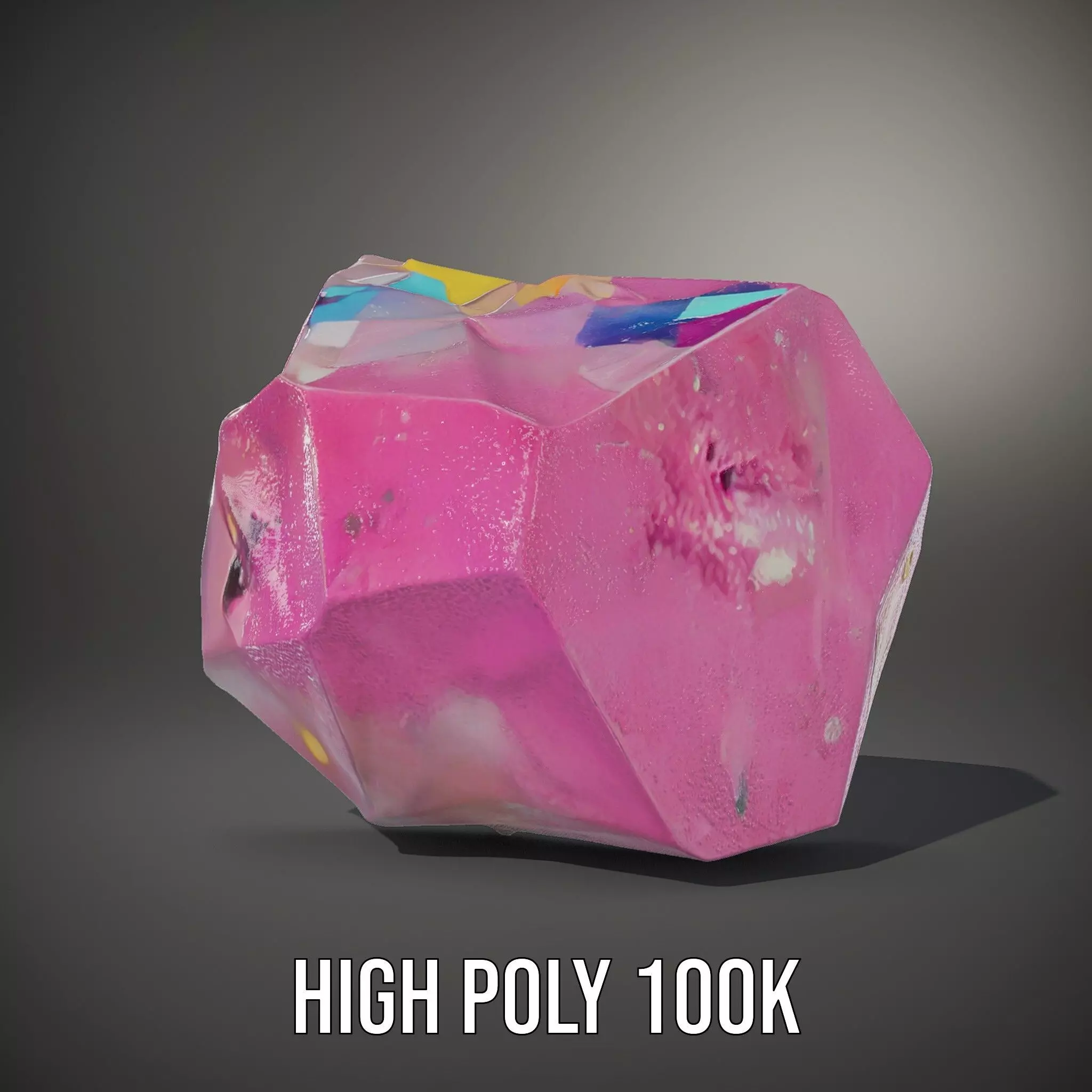 Pink Gemstone Crystal model pack Low-poly 3D model_9