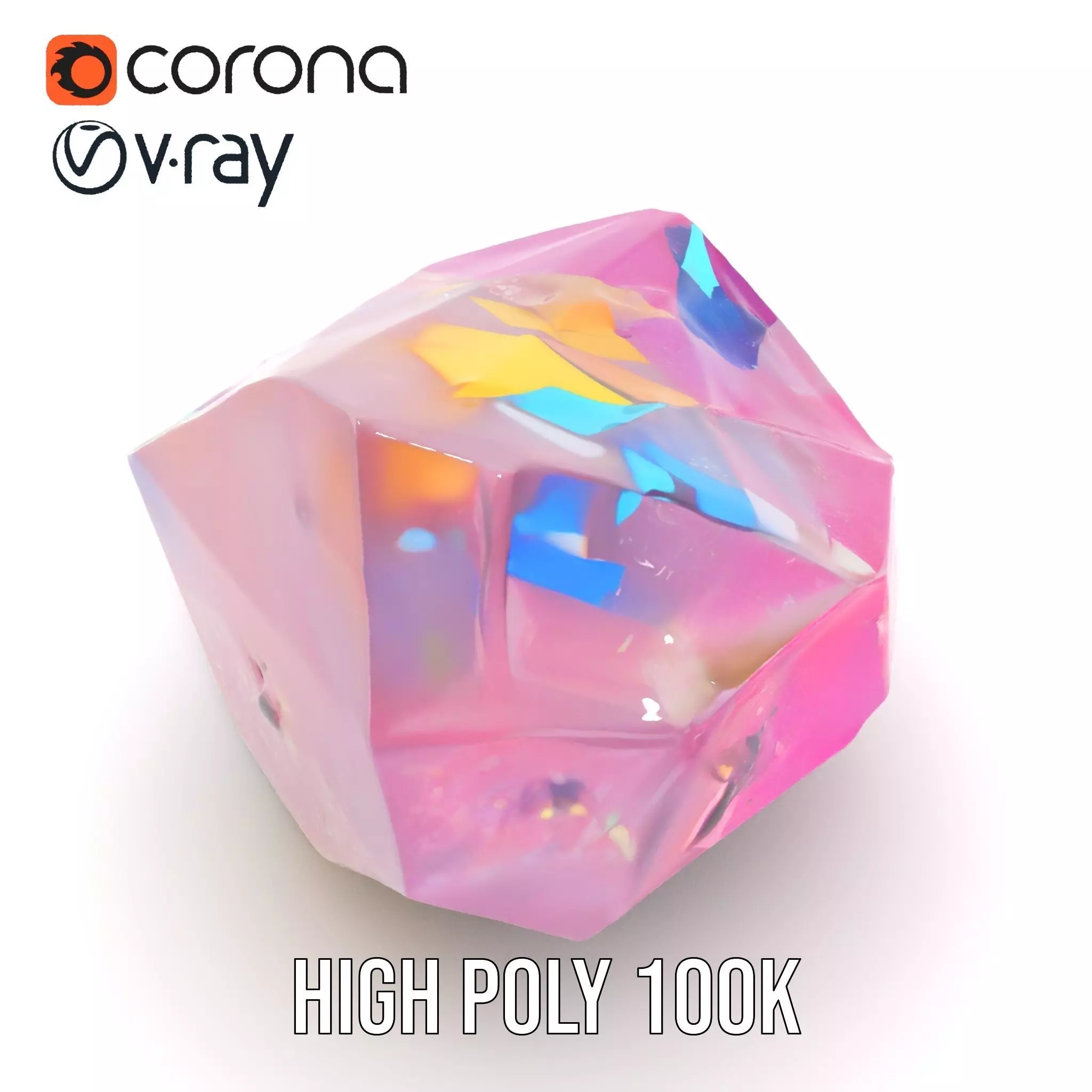 Pink Gemstone Crystal model pack Low-poly 3D model_21