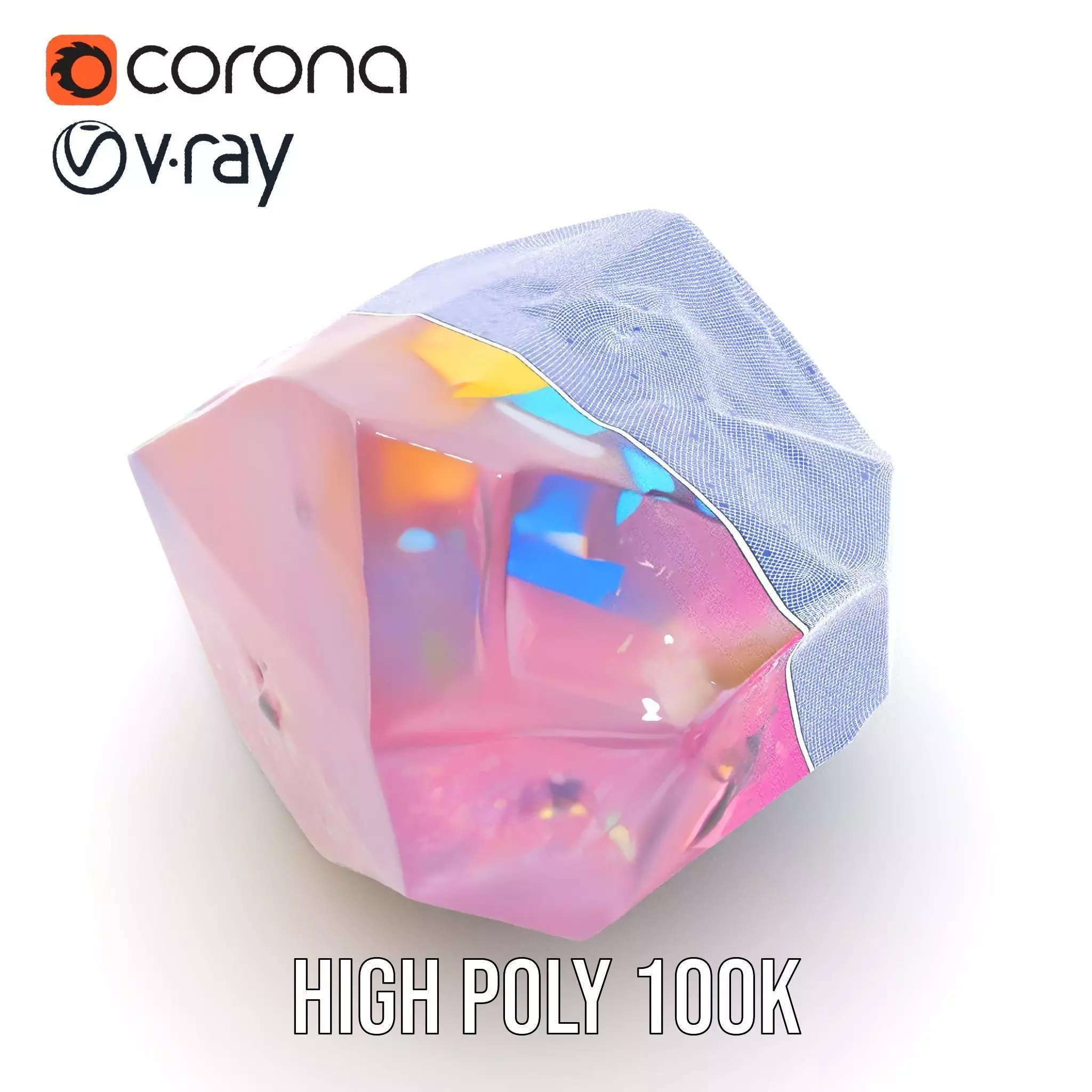 Pink Gemstone Crystal model pack Low-poly 3D model_33
