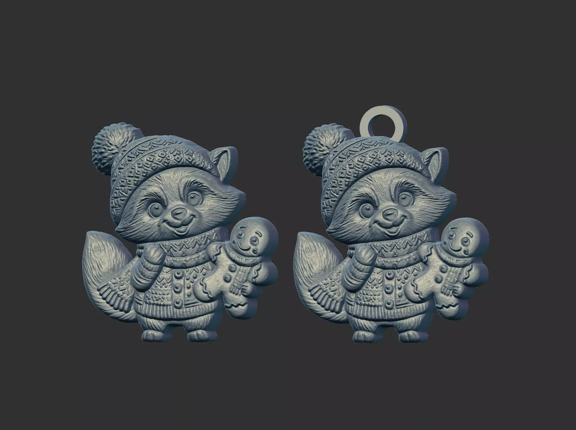 raccoon christmas cookie decor 3D print model_3