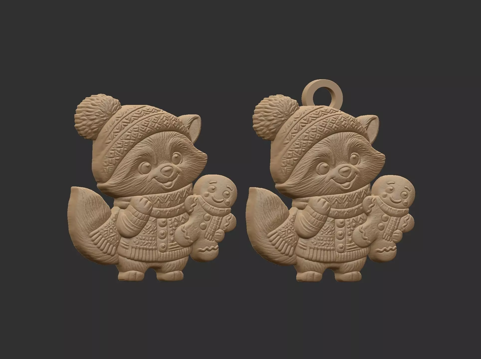 raccoon christmas cookie decor 3D print model_19