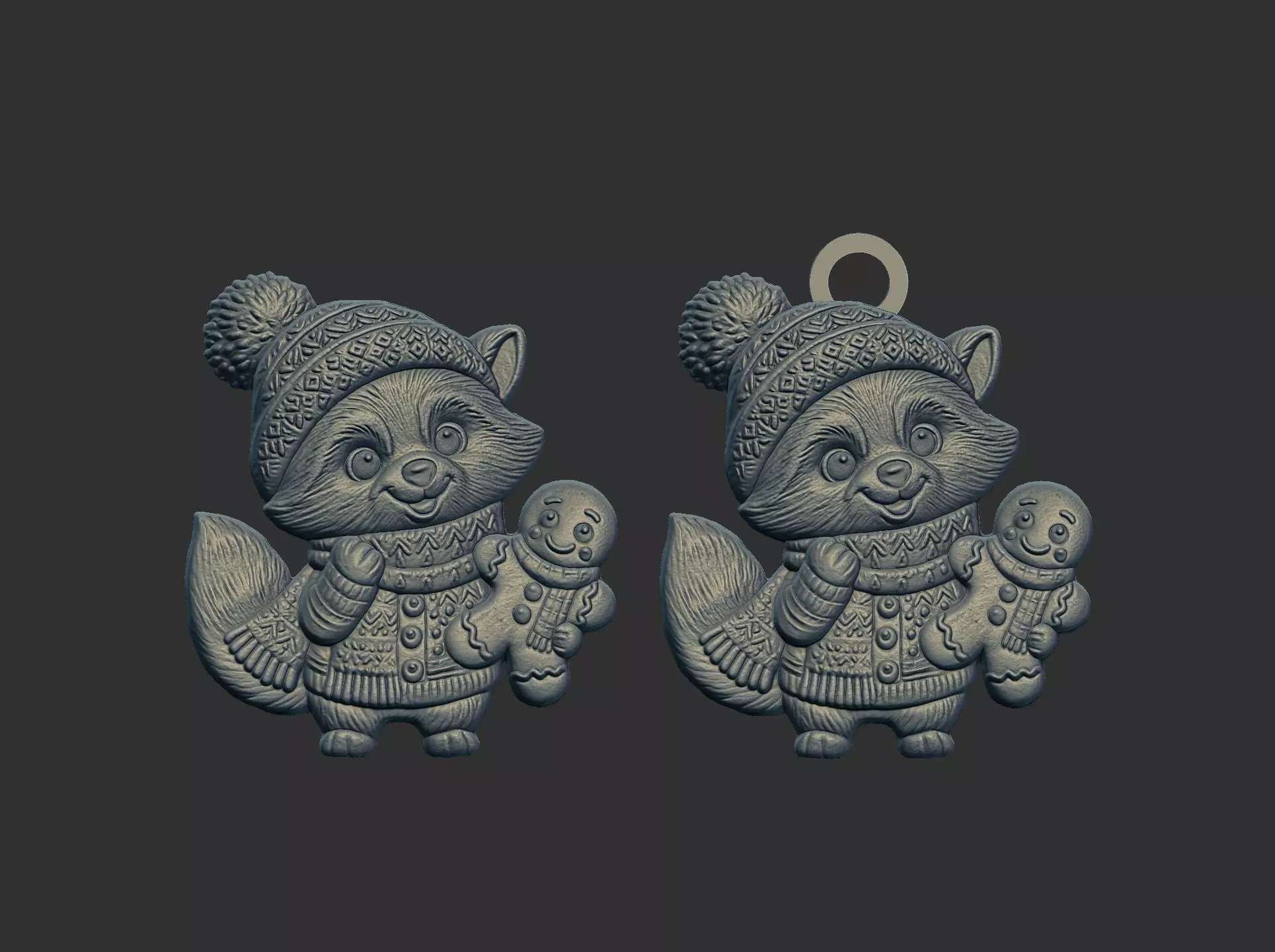 raccoon christmas cookie decor 3D print model_0