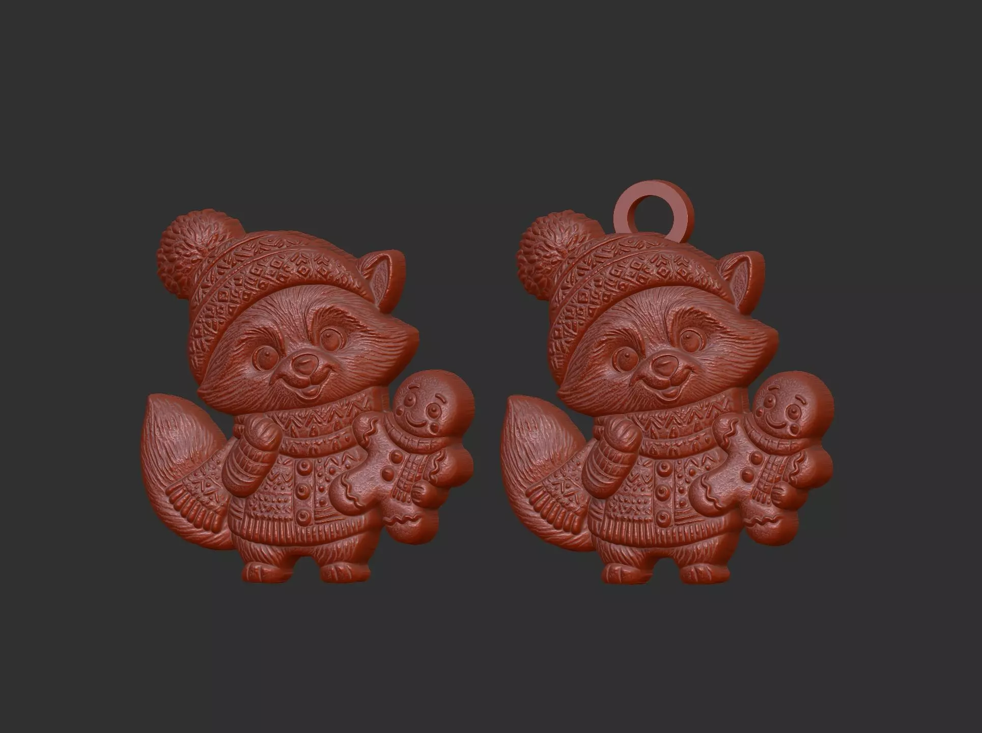 raccoon christmas cookie decor 3D print model_2