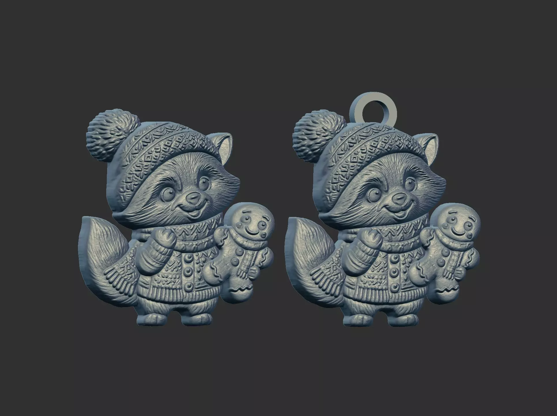 raccoon christmas cookie decor 3D print model_23