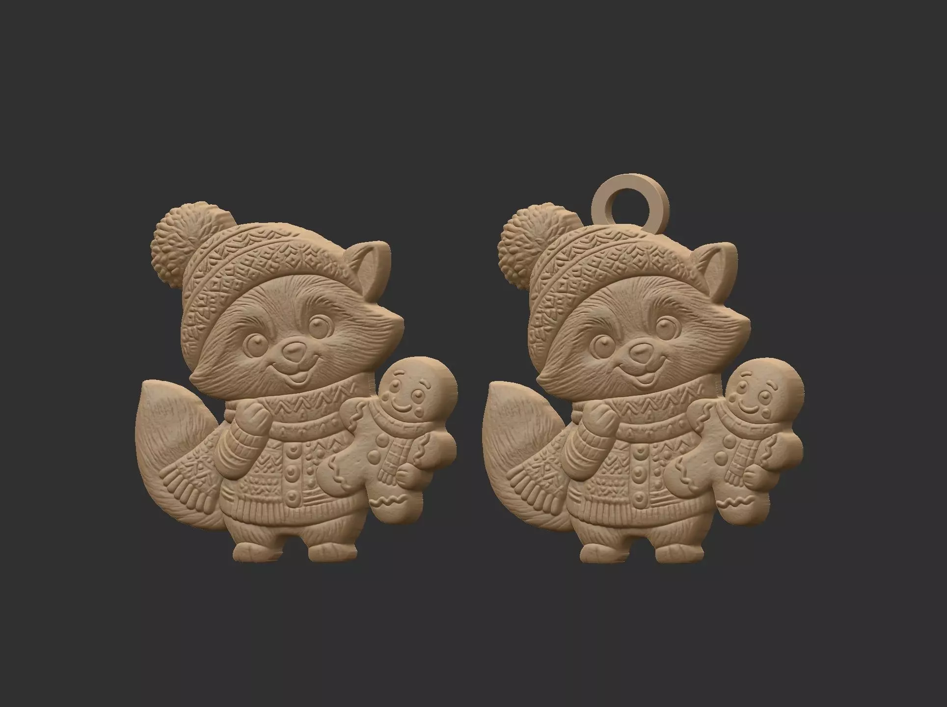 raccoon christmas cookie decor 3D print model_7