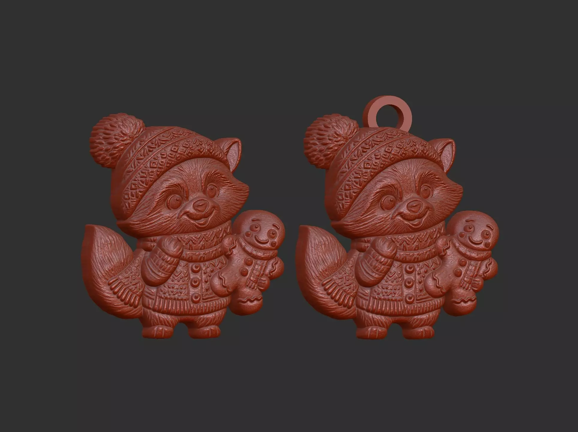 raccoon christmas cookie decor 3D print model_1
