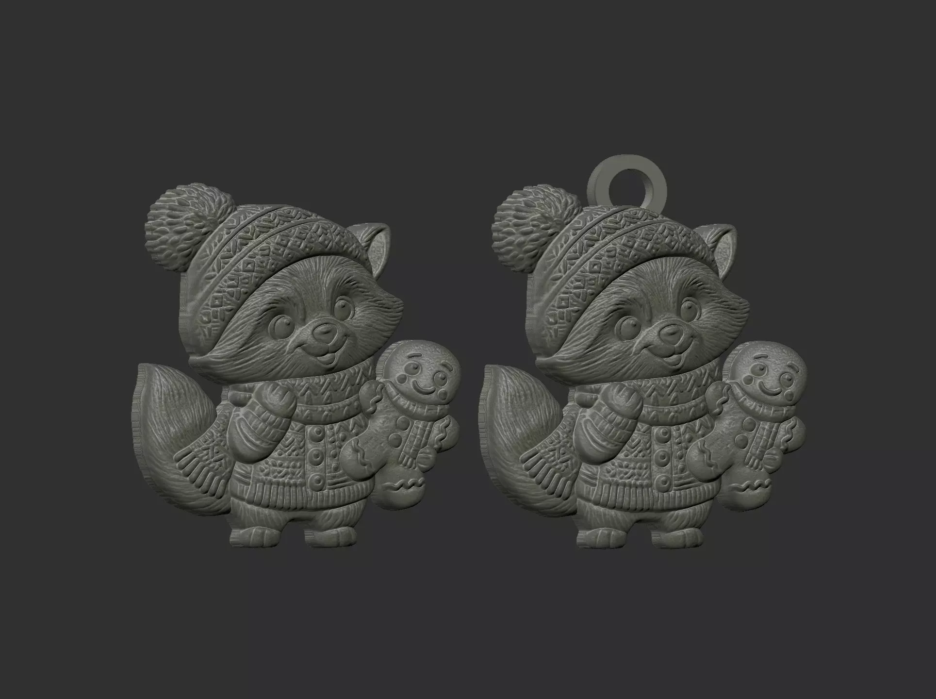 raccoon christmas cookie decor 3D print model_20