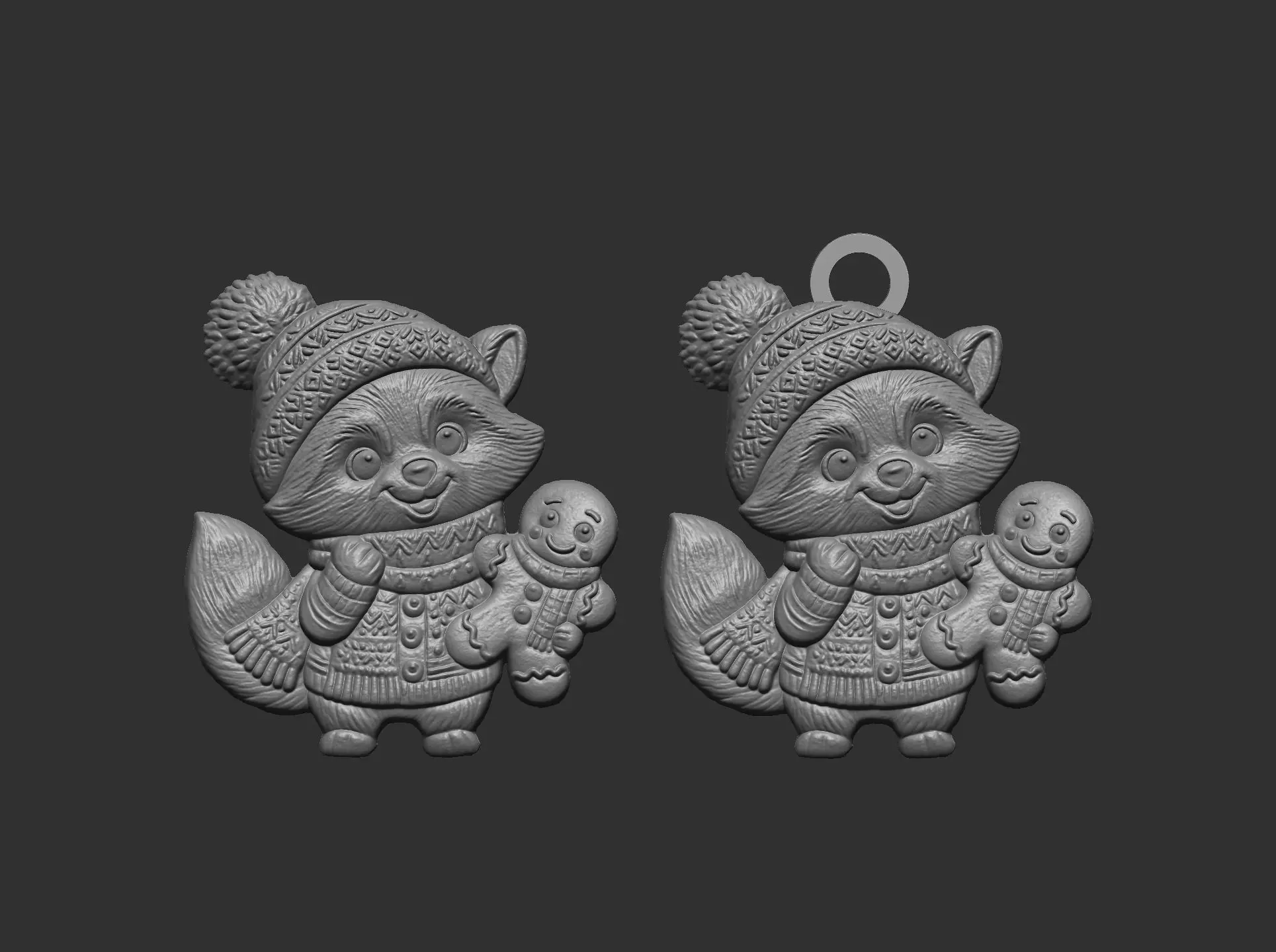 raccoon christmas cookie decor 3D print model_15