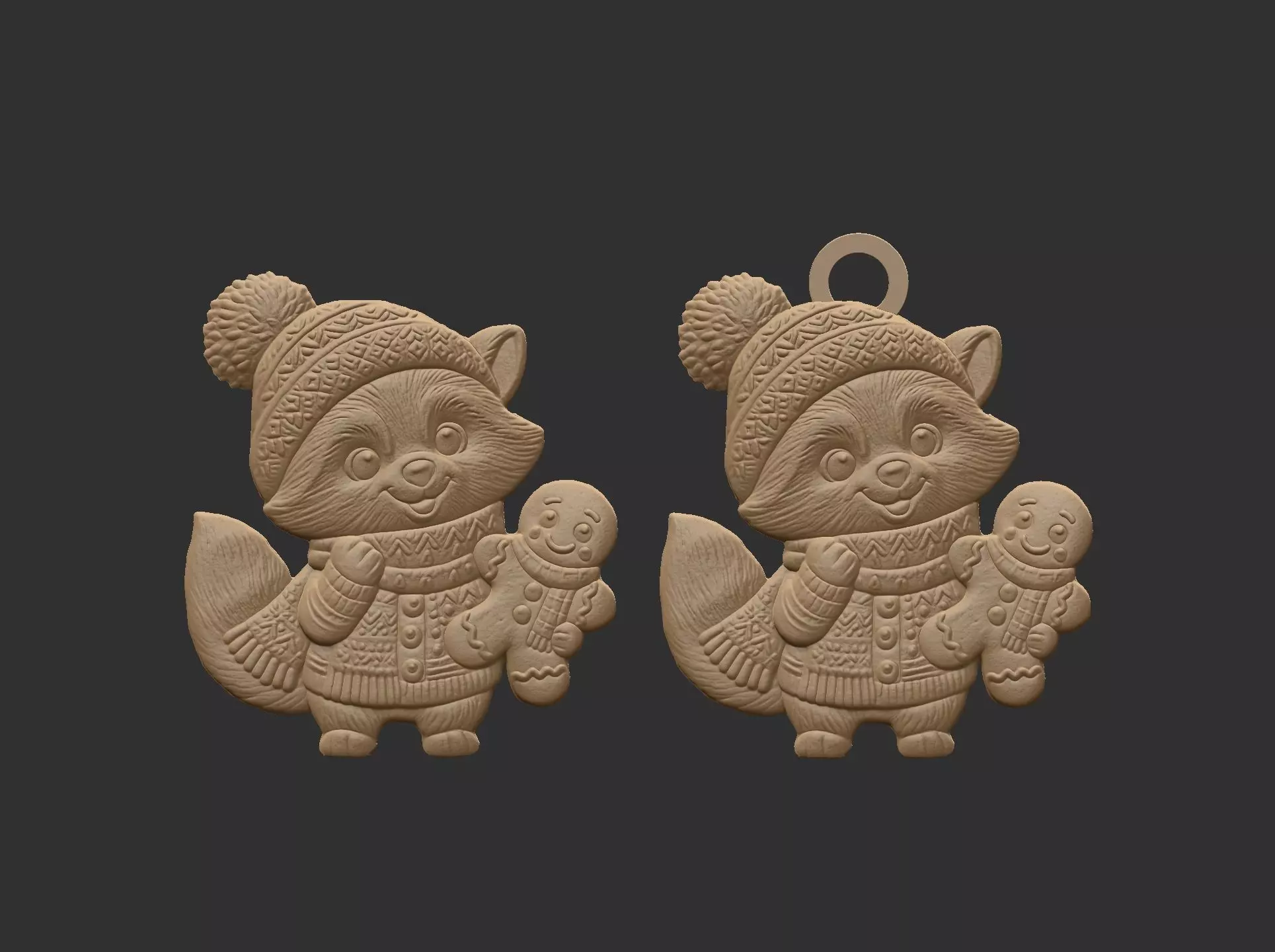 raccoon christmas cookie decor 3D print model_12