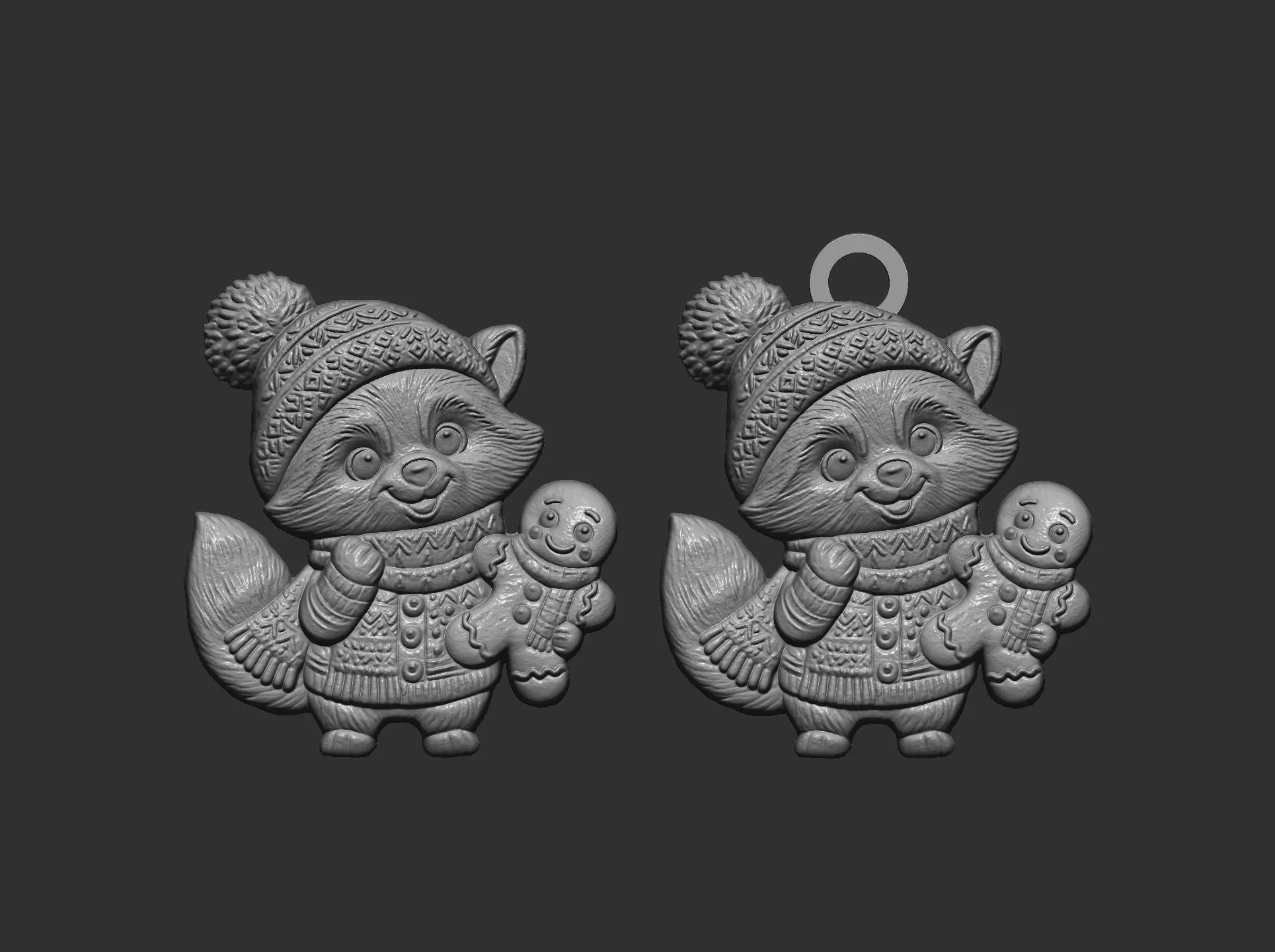 raccoon christmas cookie decor 3D print model_10