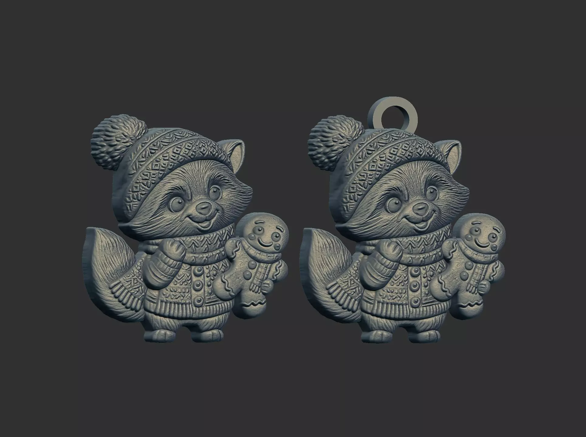 raccoon christmas cookie decor 3D print model_22