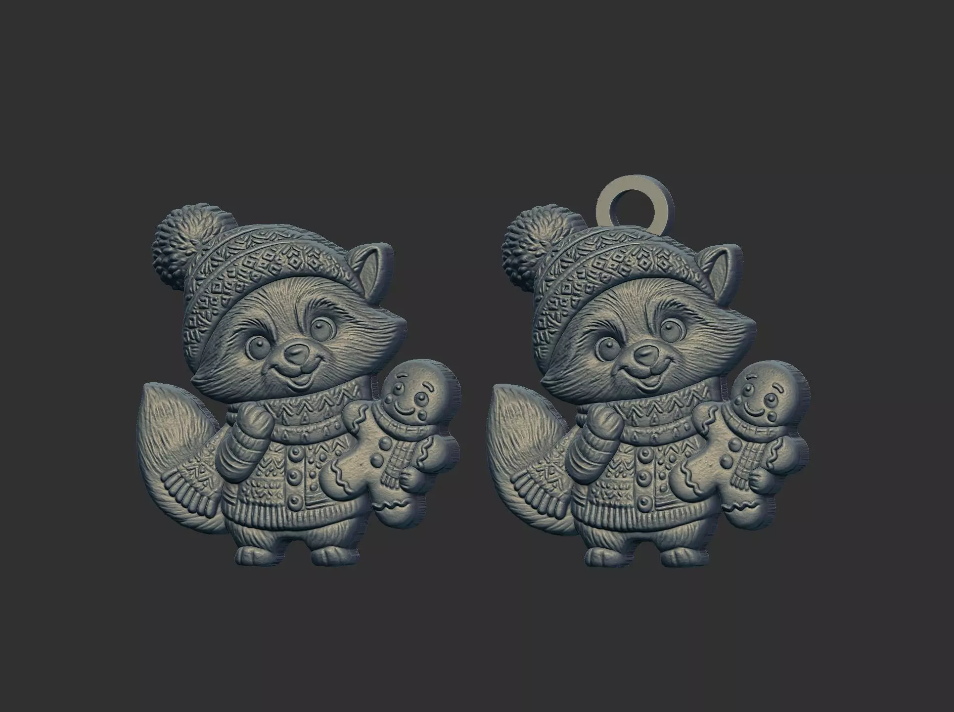 raccoon christmas cookie decor 3D print model_4