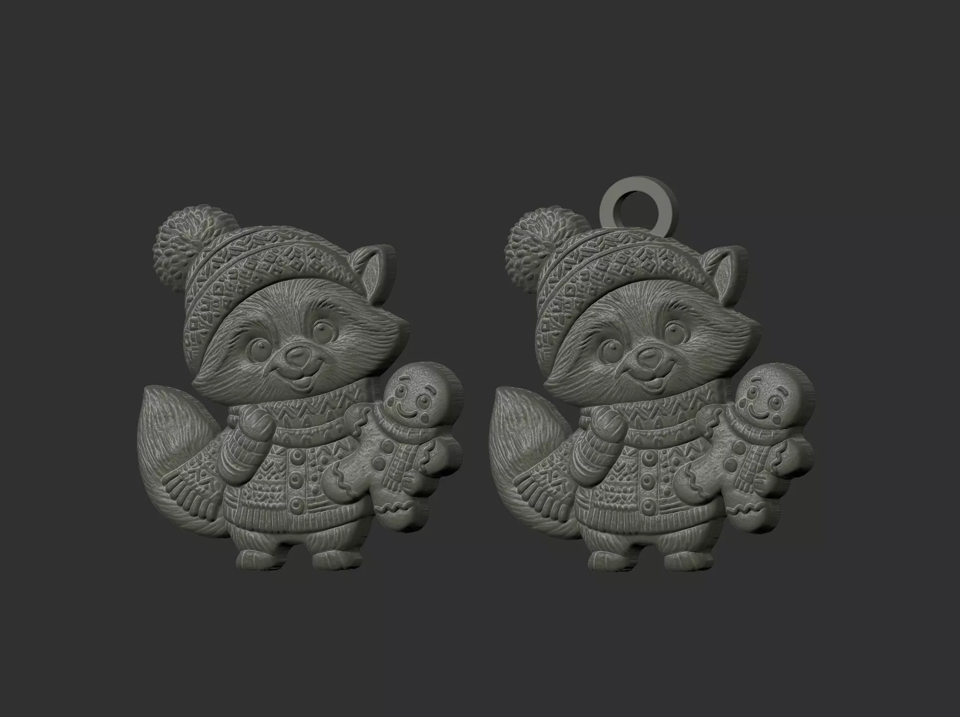 raccoon christmas cookie decor 3D print model_6