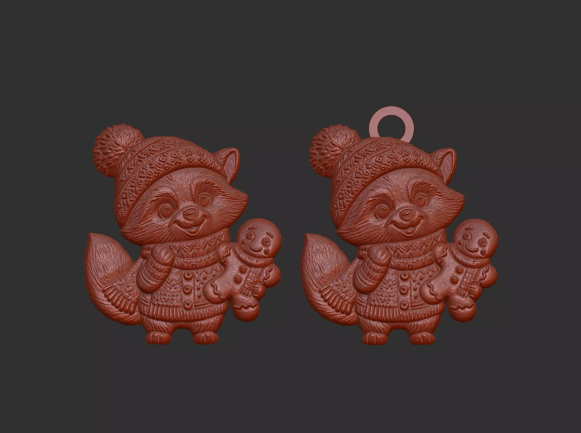 raccoon christmas cookie decor 3D print model_16
