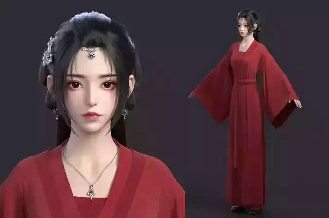 Ancient costume beauty  virtual beauty  digital beauty