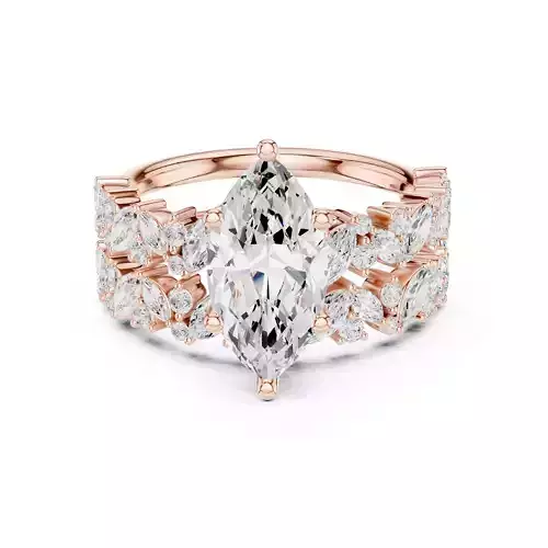 Marquise Cut Diamond Engagement Wedding Ring Set 3DM STL Video