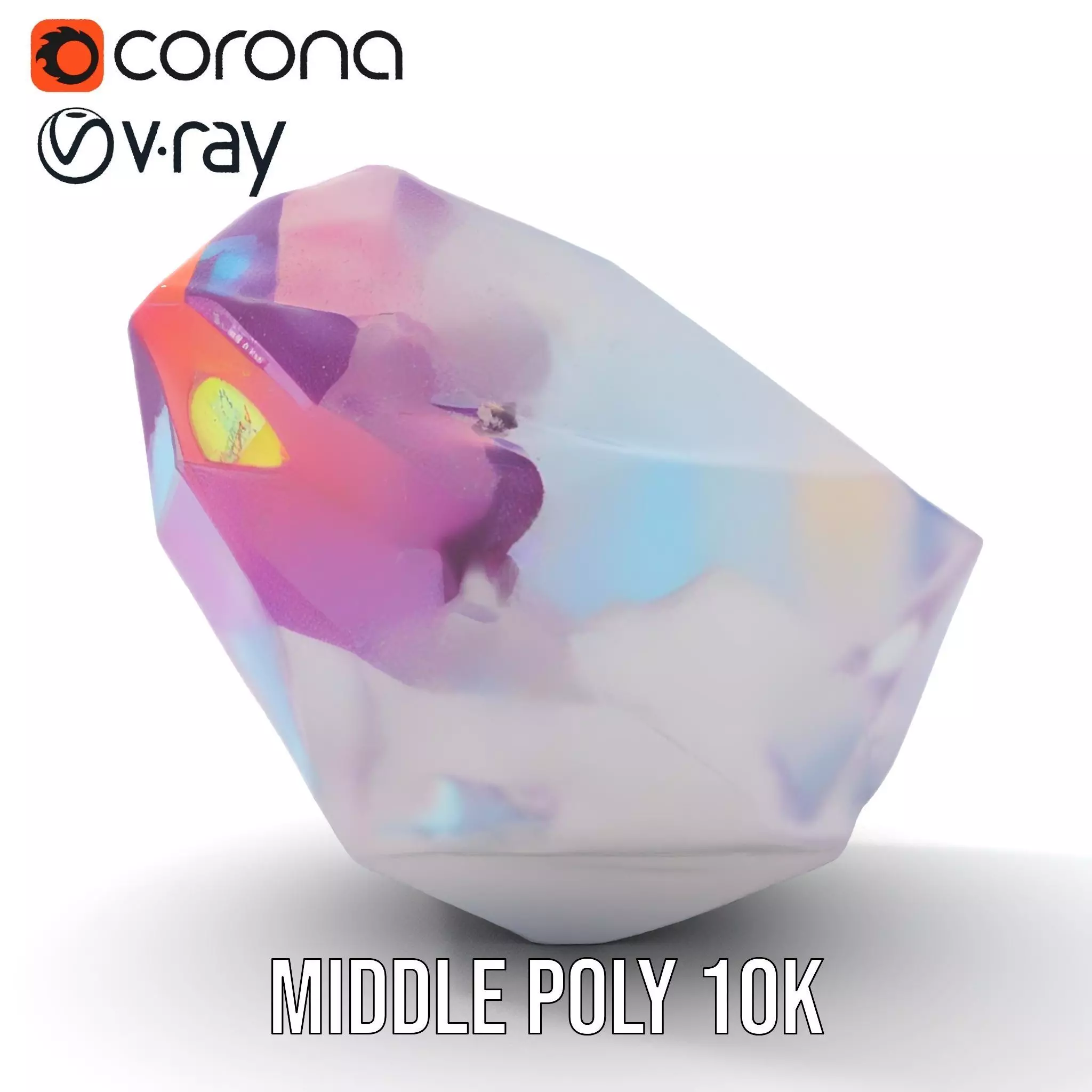 Violet Crystal Gem model pack Low-poly 3D model_13