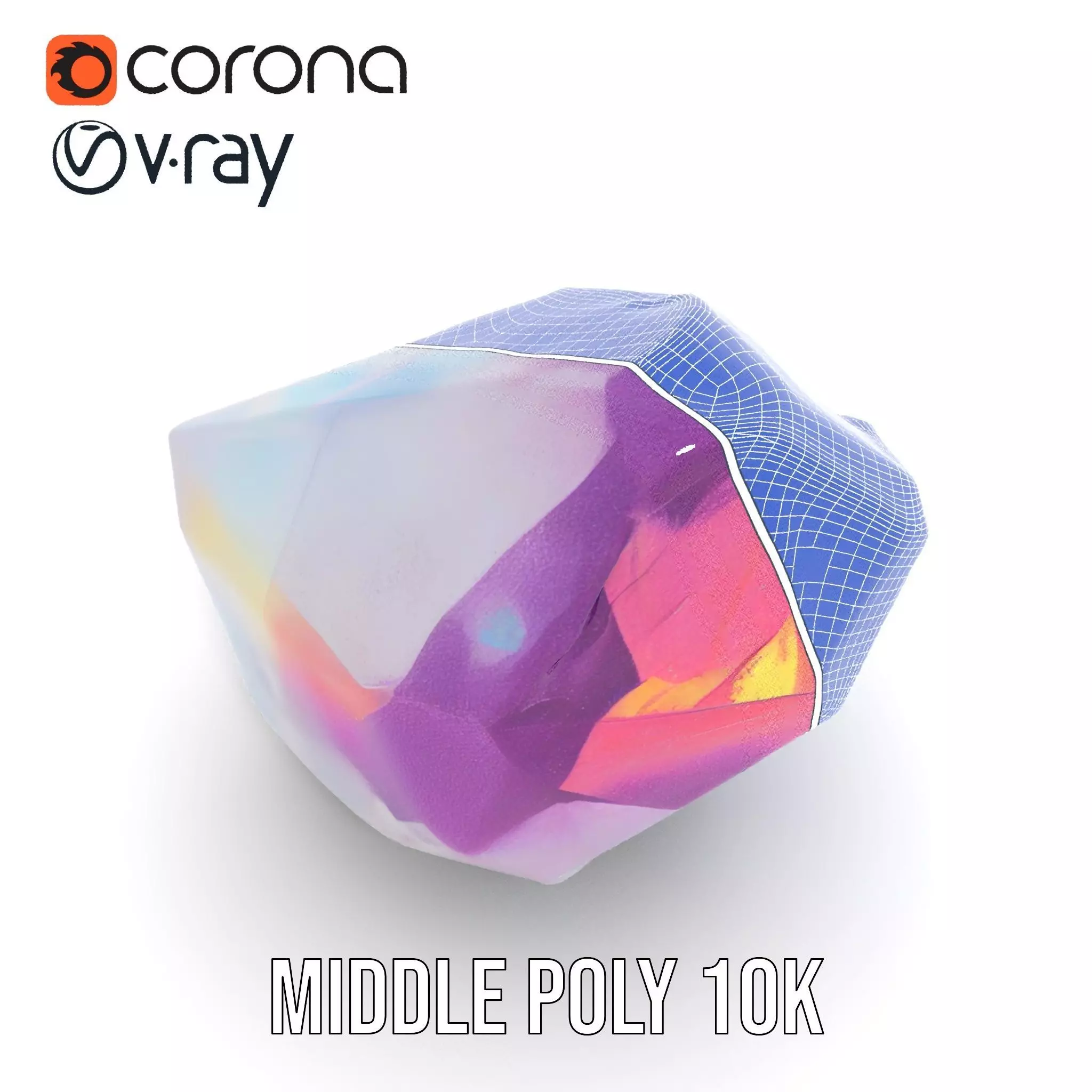 Violet Crystal Gem model pack Low-poly 3D model_22