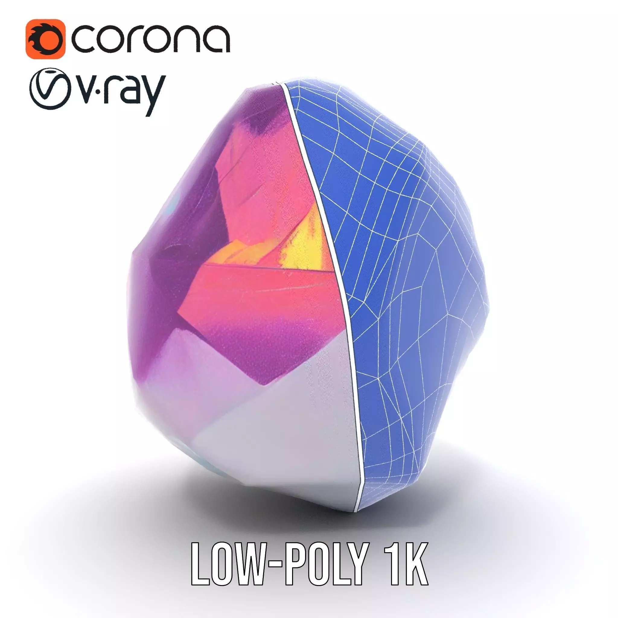 Violet Crystal Gem model pack Low-poly 3D model_29