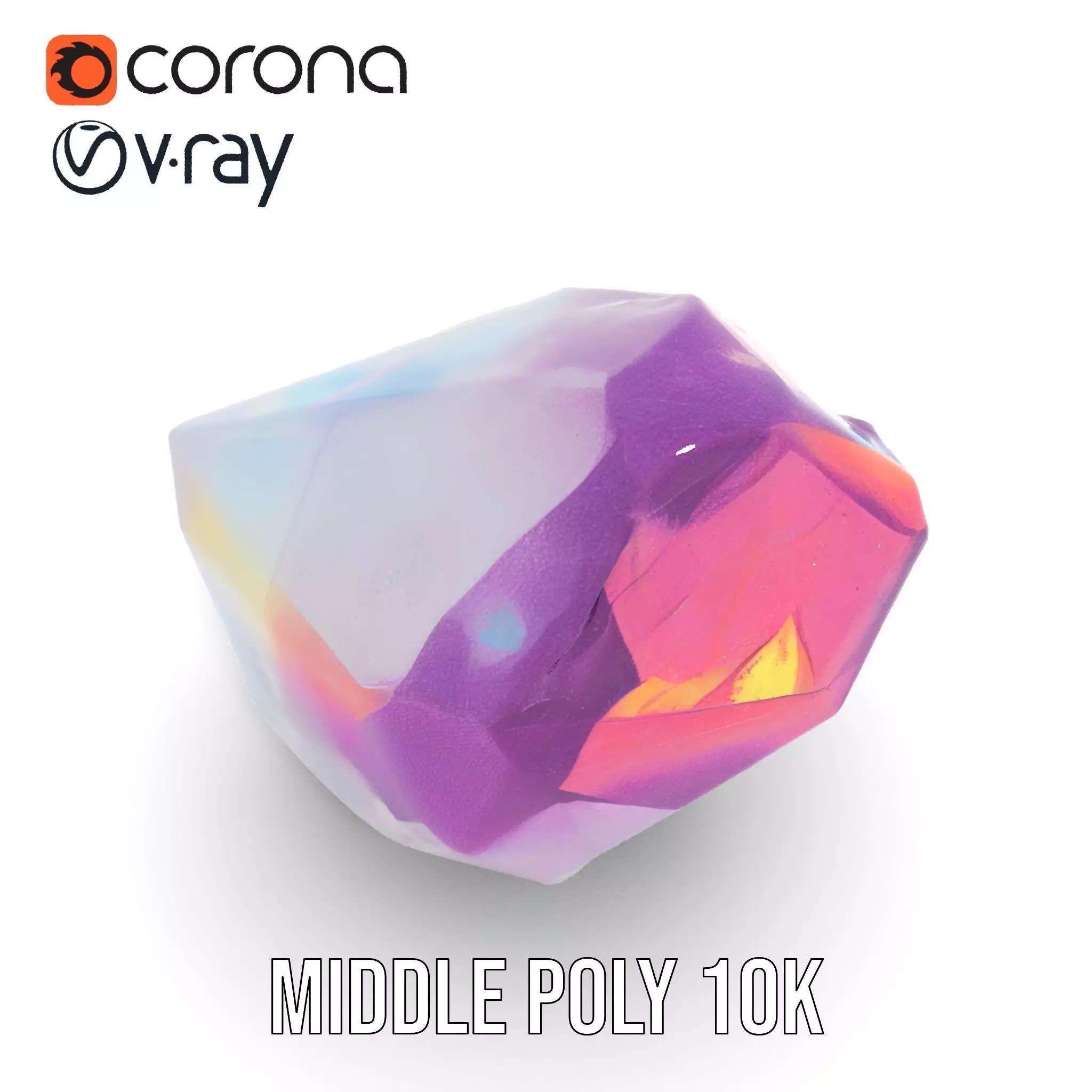 Violet Crystal Gem model pack Low-poly 3D model_11