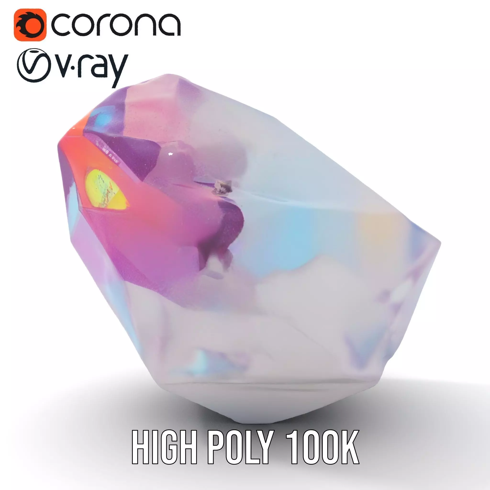 Violet Crystal Gem model pack Low-poly 3D model_24