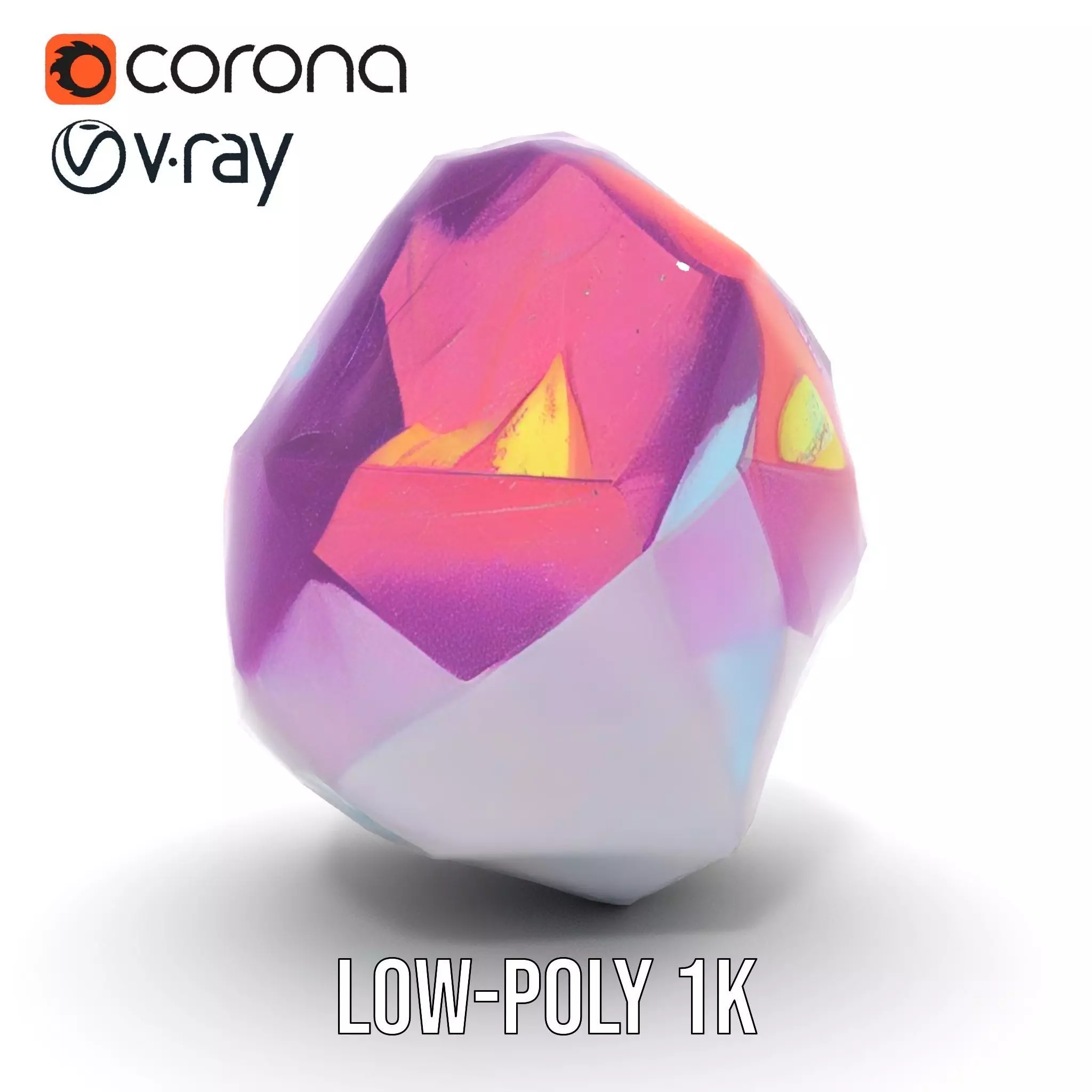 Violet Crystal Gem model pack Low-poly 3D model_20