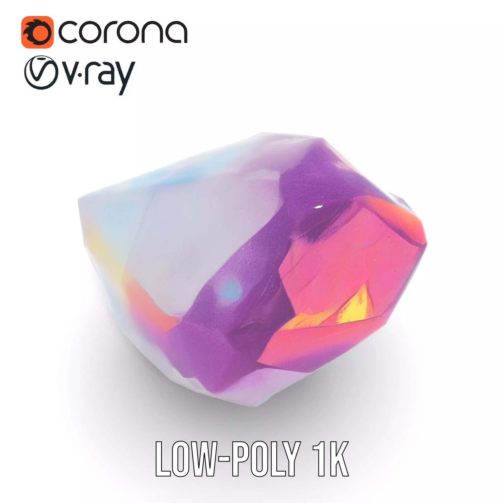 Violet Crystal Gem model pack Low-poly 3D model_12