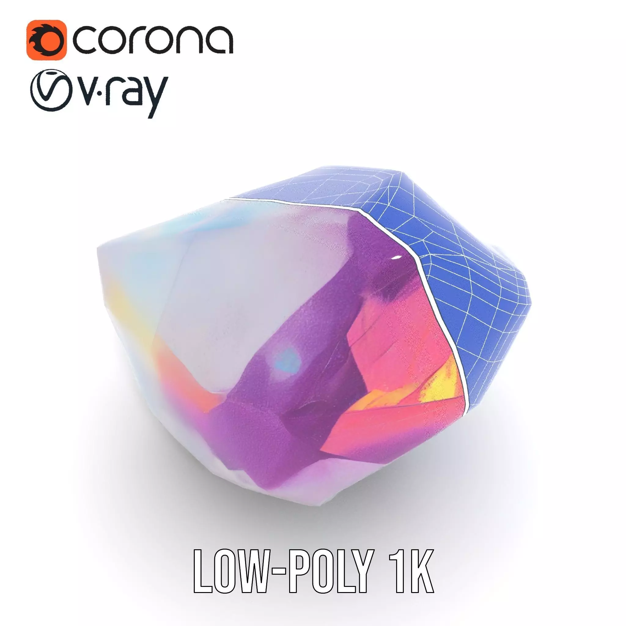 Violet Crystal Gem model pack Low-poly 3D model_26